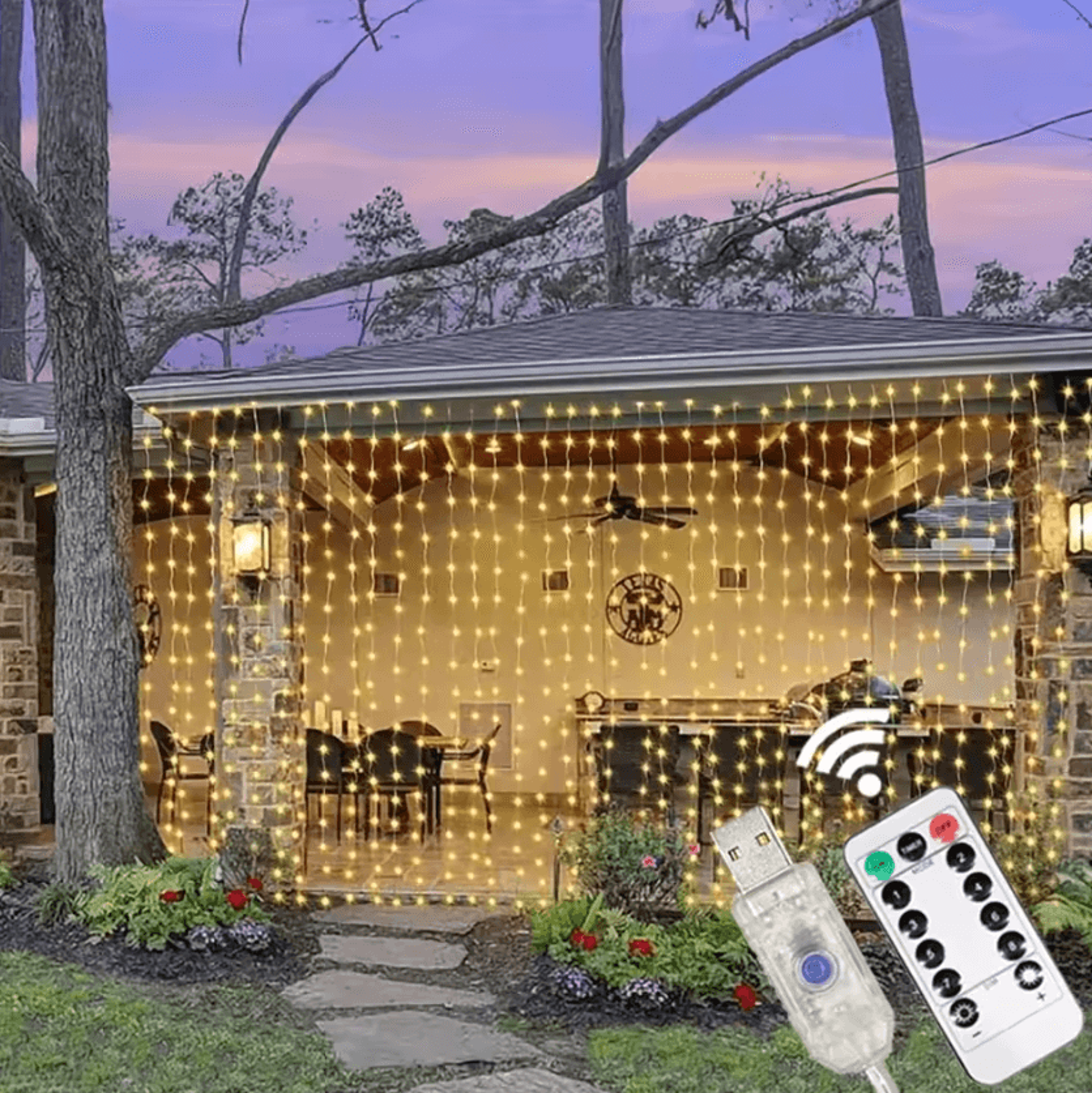 8 mode usb festoon curtain fairy lights