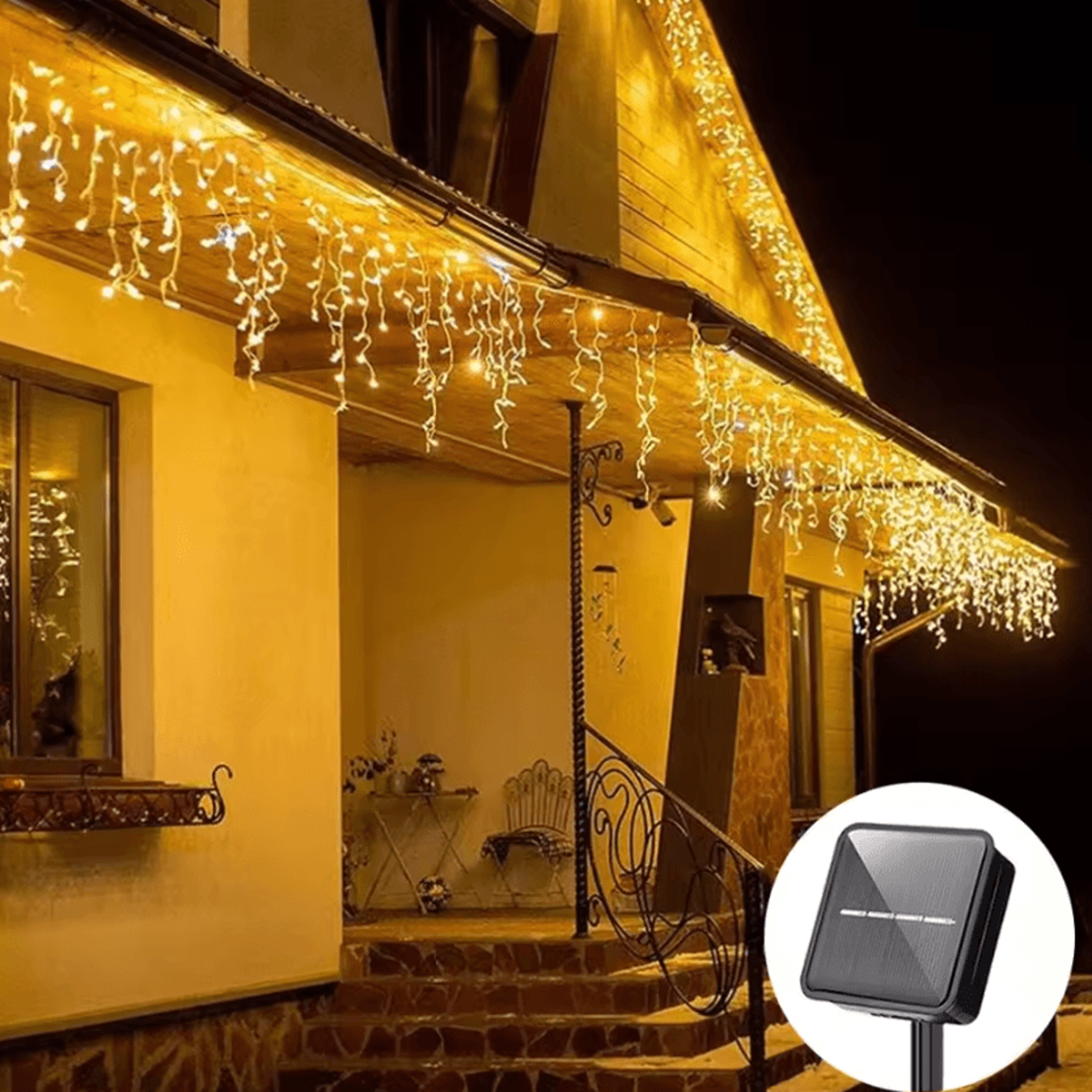 solar icicle fairy lights with 8 modes