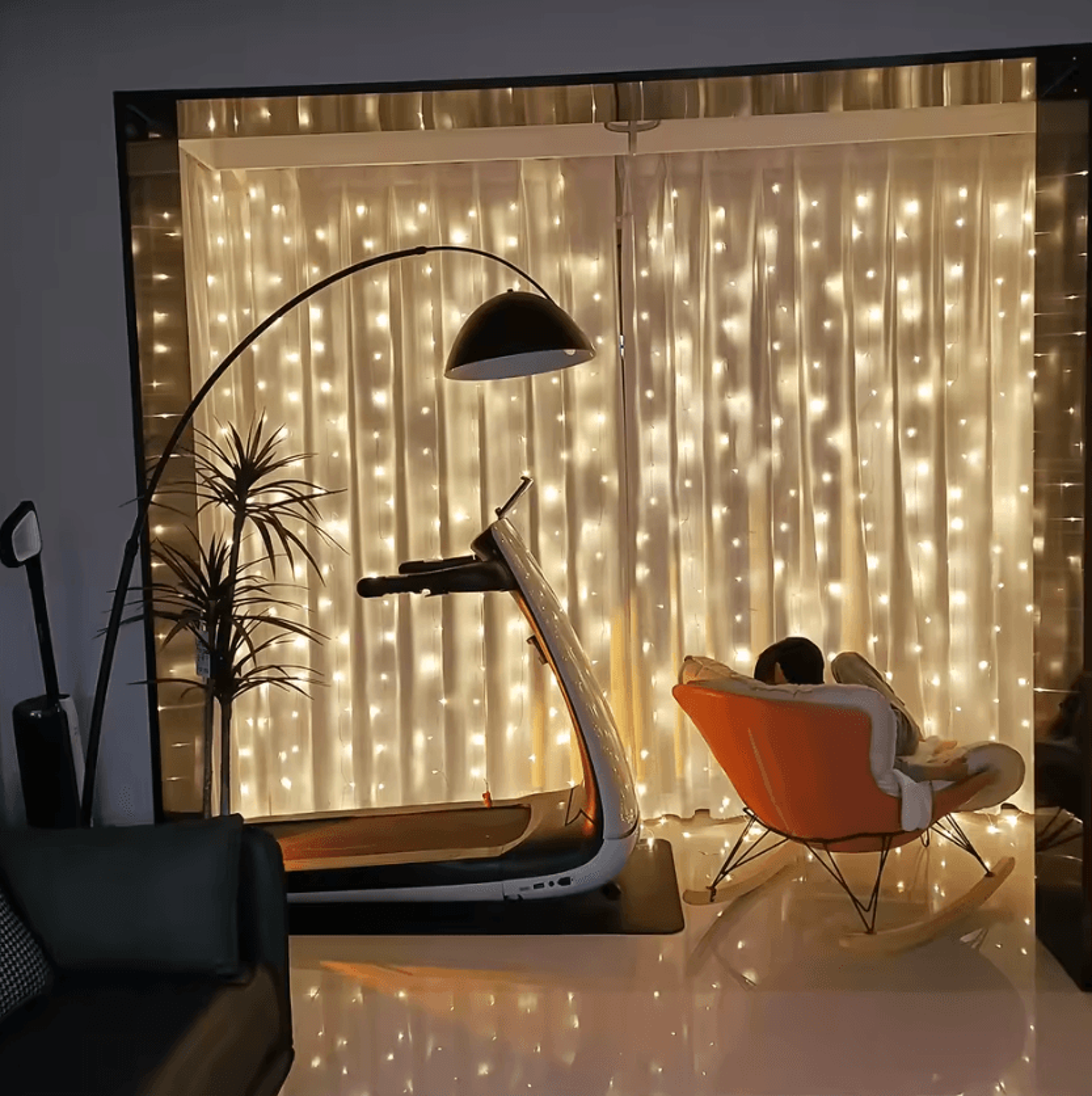 copper wire window curtain fairy lights
