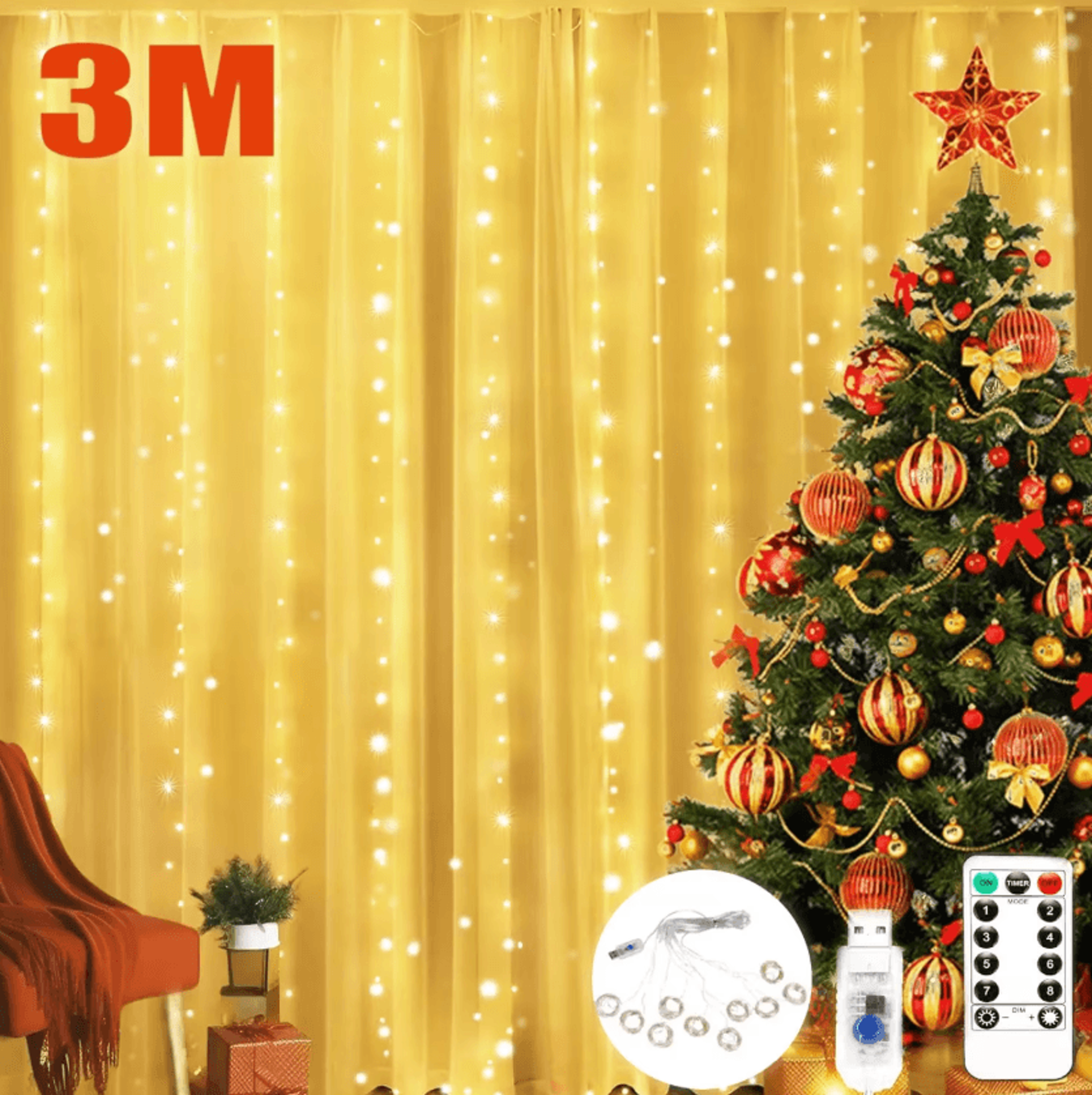 3m waterfall fairy garland lights