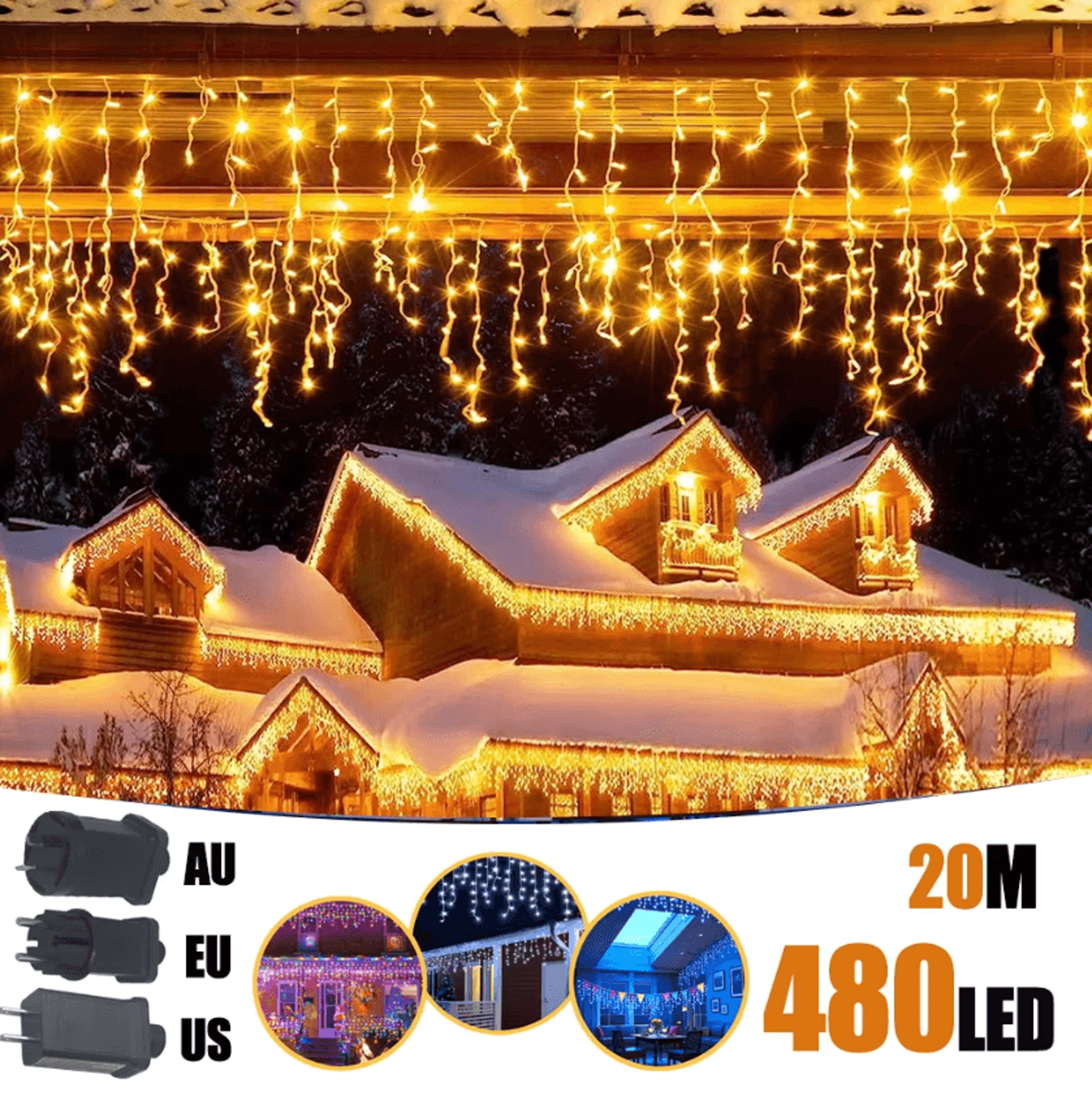 20m 480 led waterproof icicle curtain lights