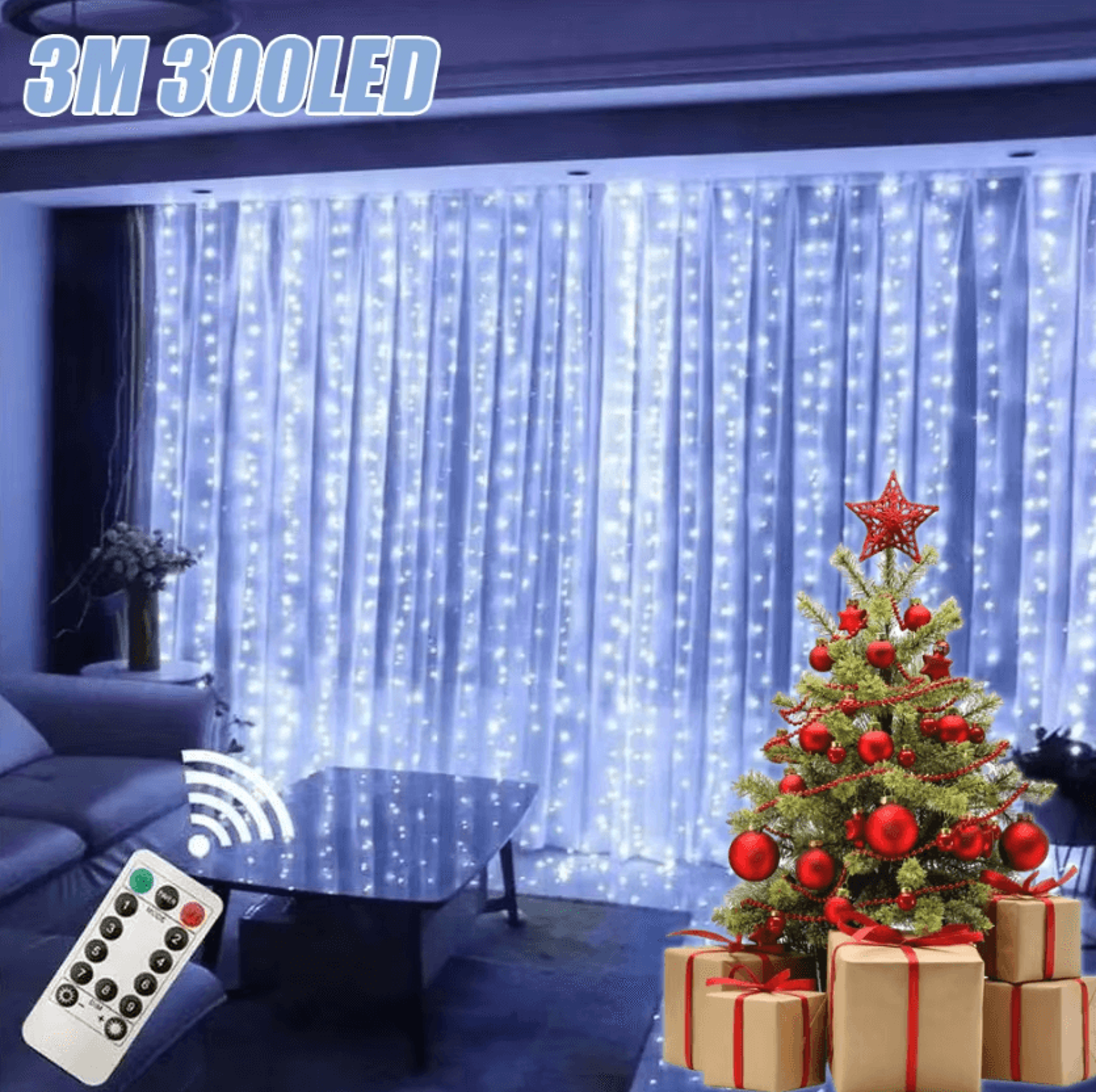 usb christmas curtain fairy lights with remote control