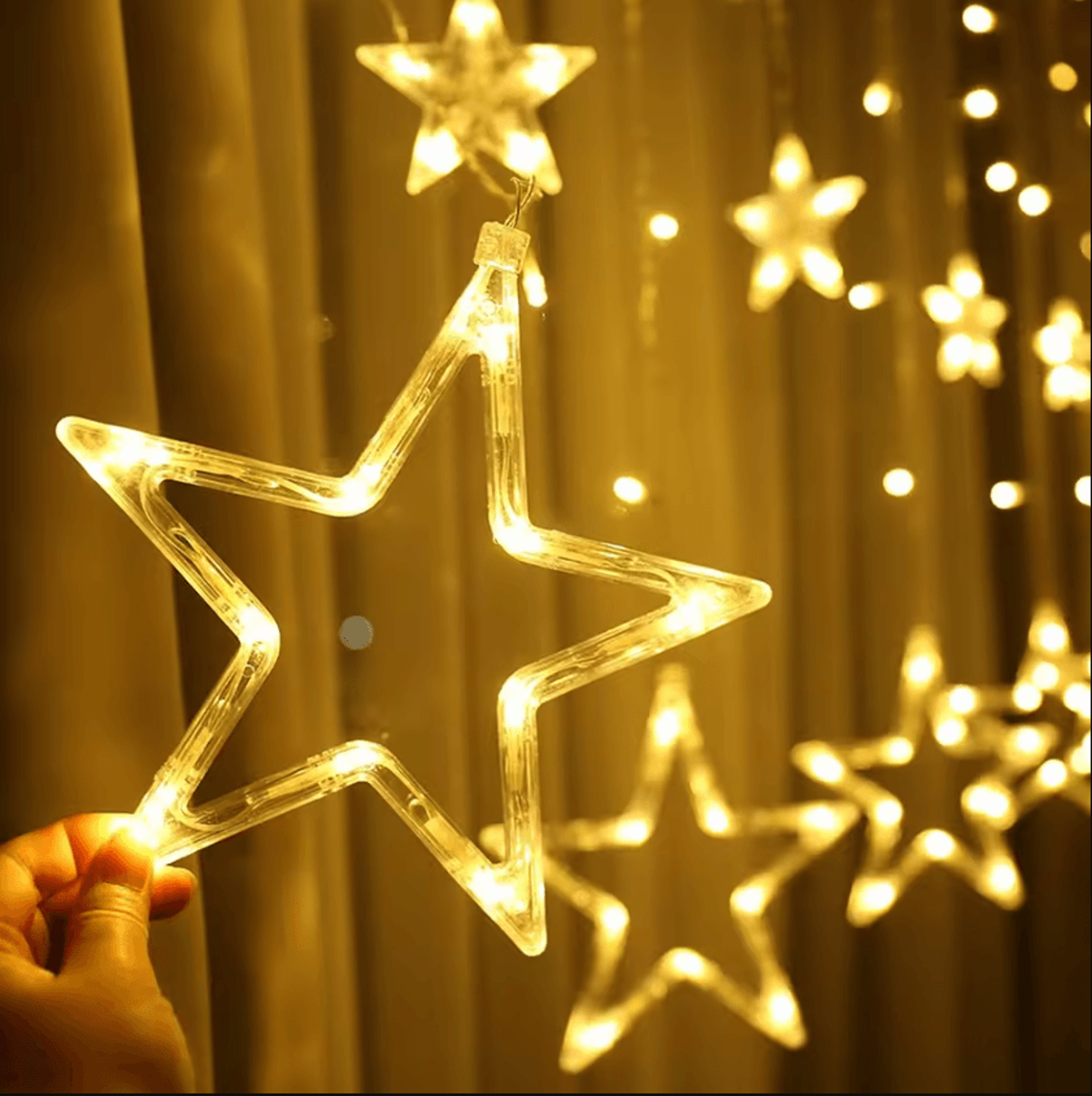 138 led waterproof star curtain lights with 8 modes
