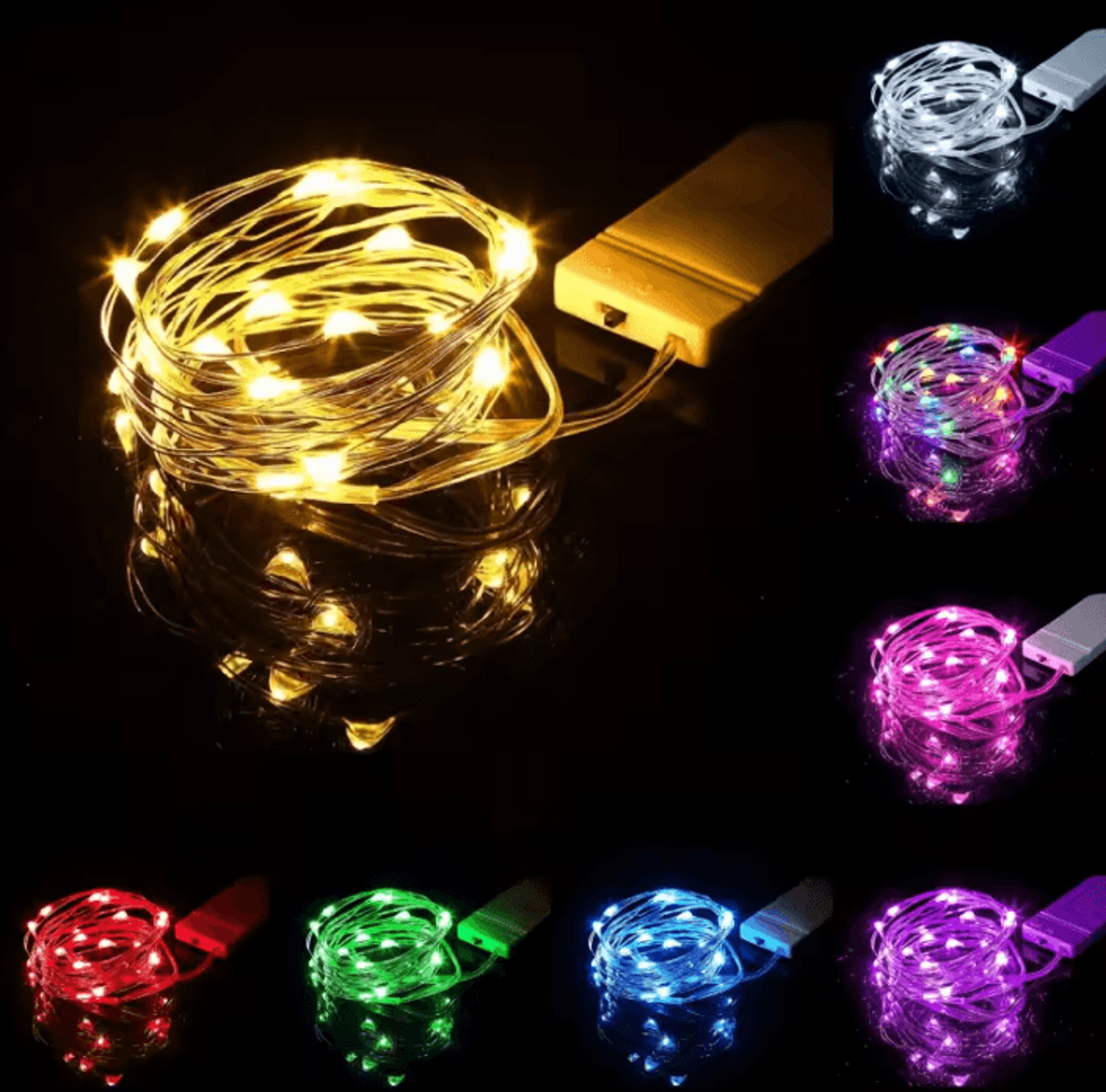 battery operated silver wire firefly fairy string lights