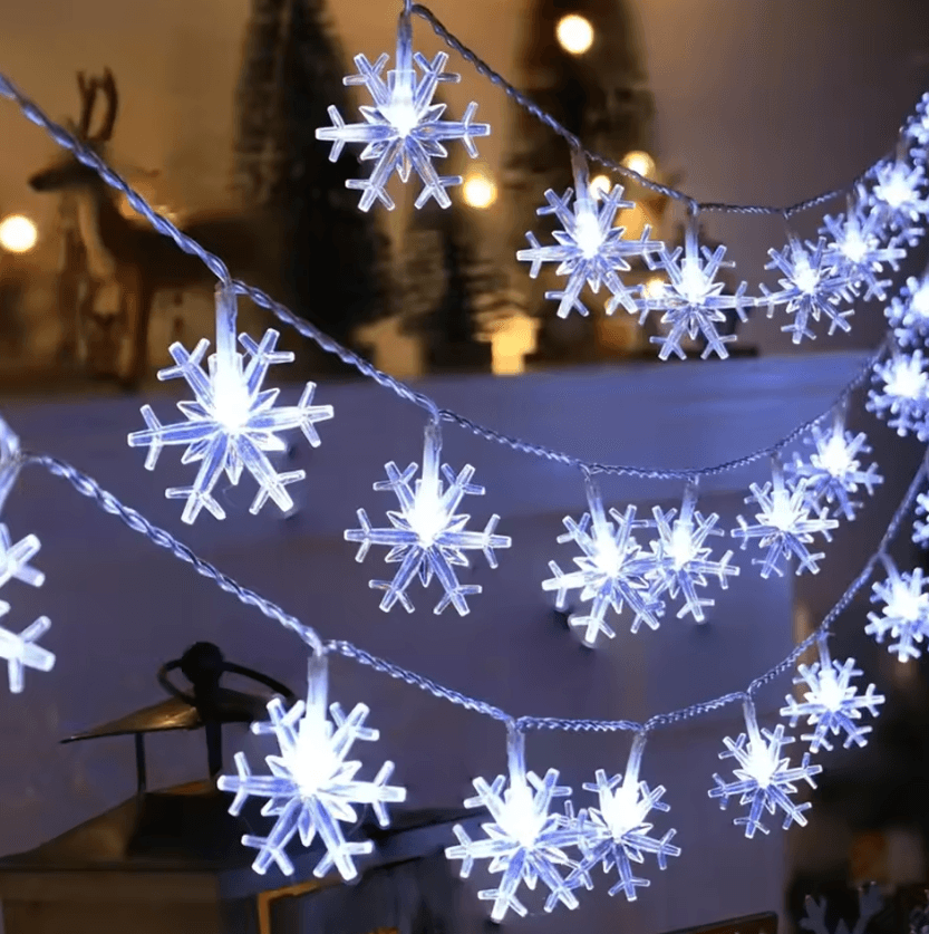 led snowflake string lights for christmas indoor outdoor decor