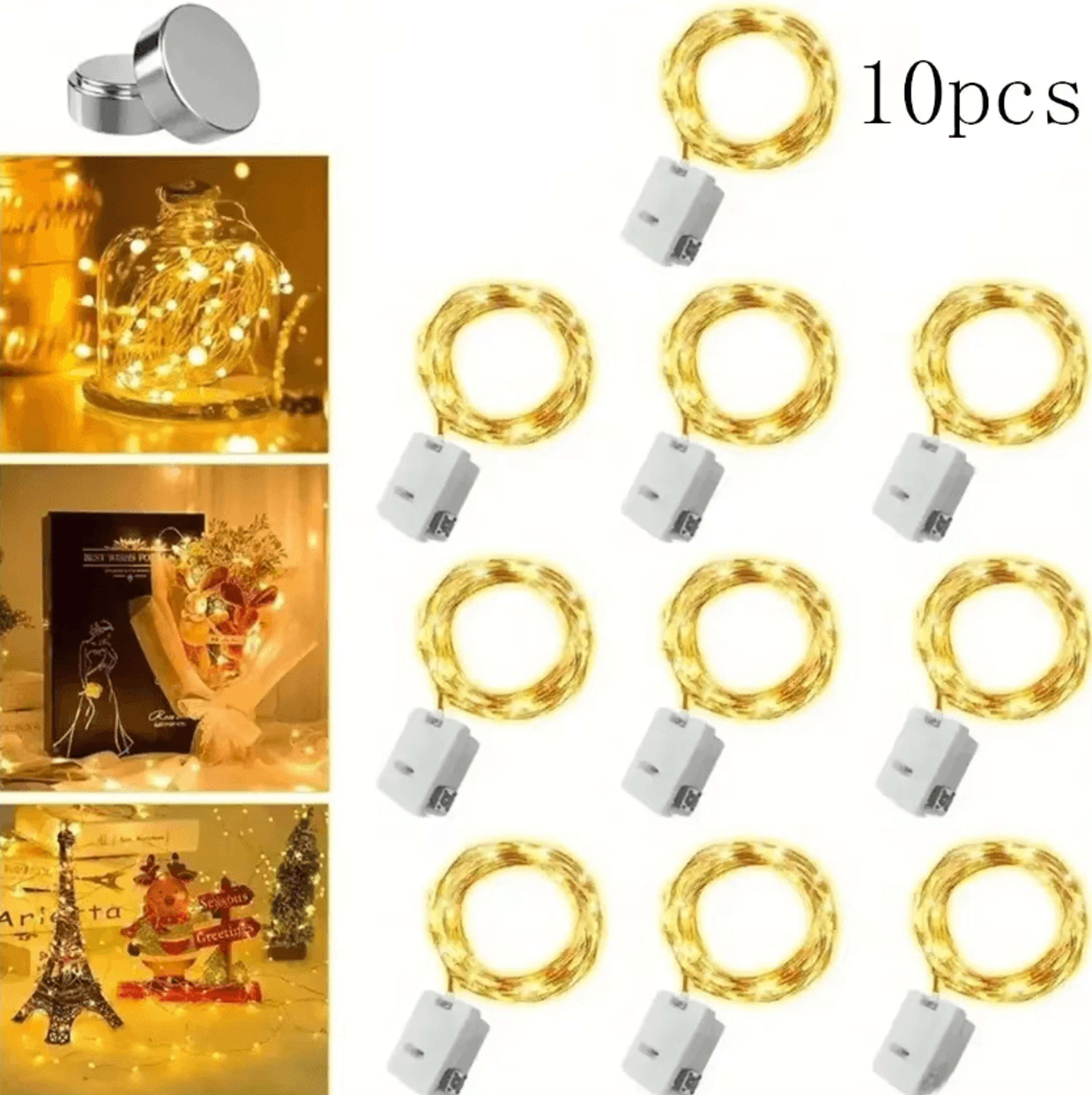 10 piece battery powered colorful led fairy string lights