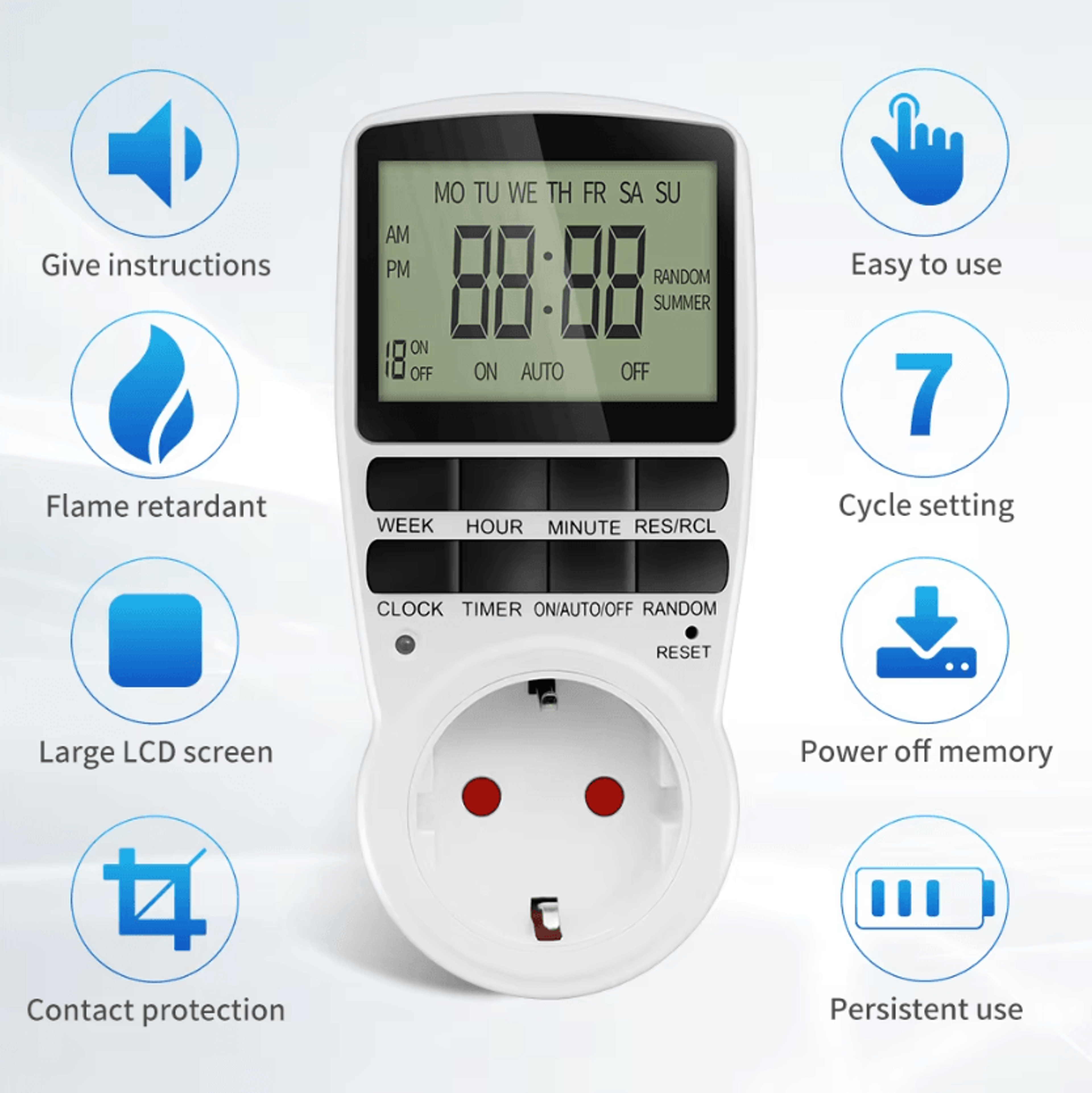 7 day programmable digital timer plug for automatic power control