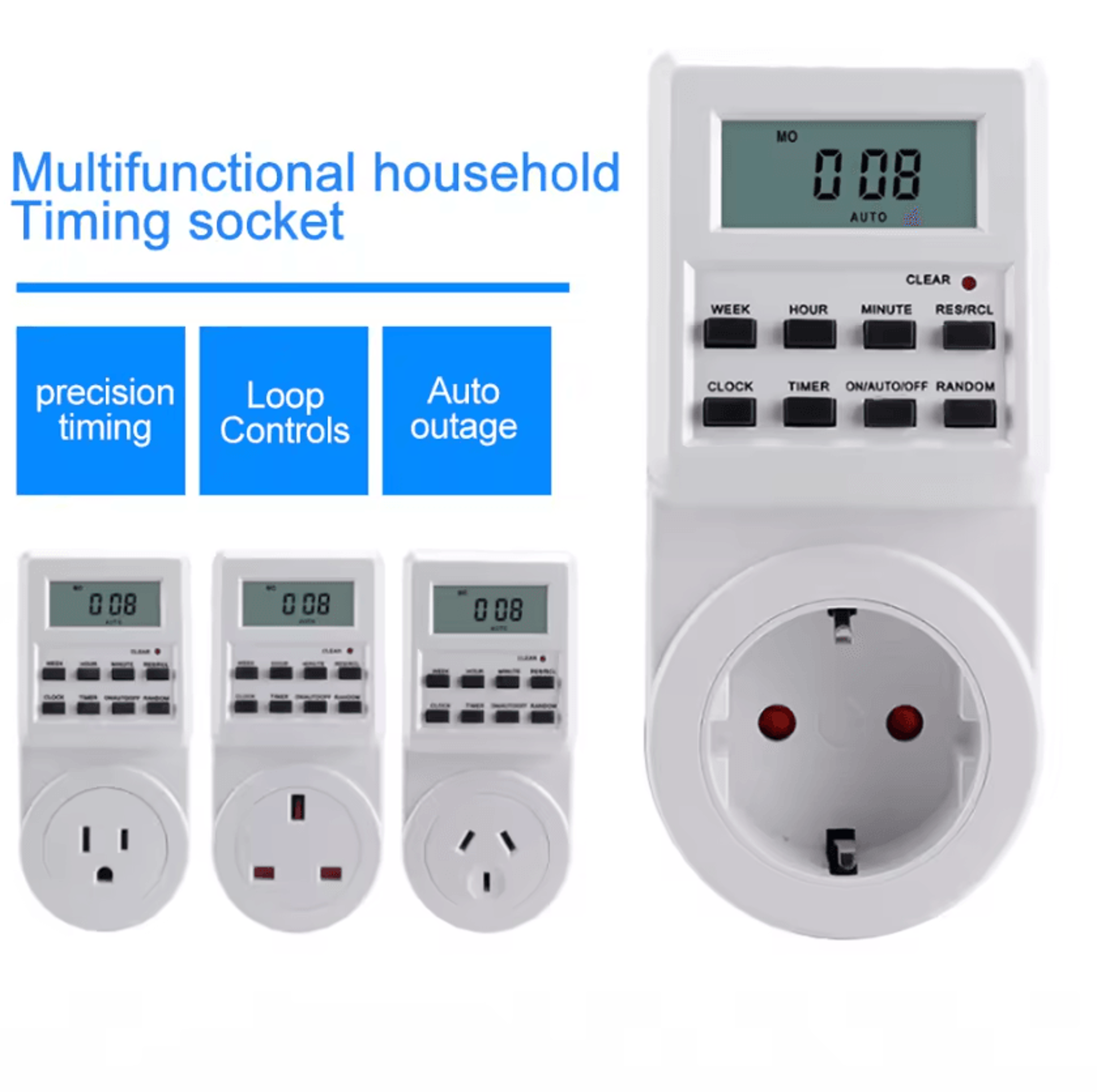 12/24 hour programmable digital timer outlet for appliance control