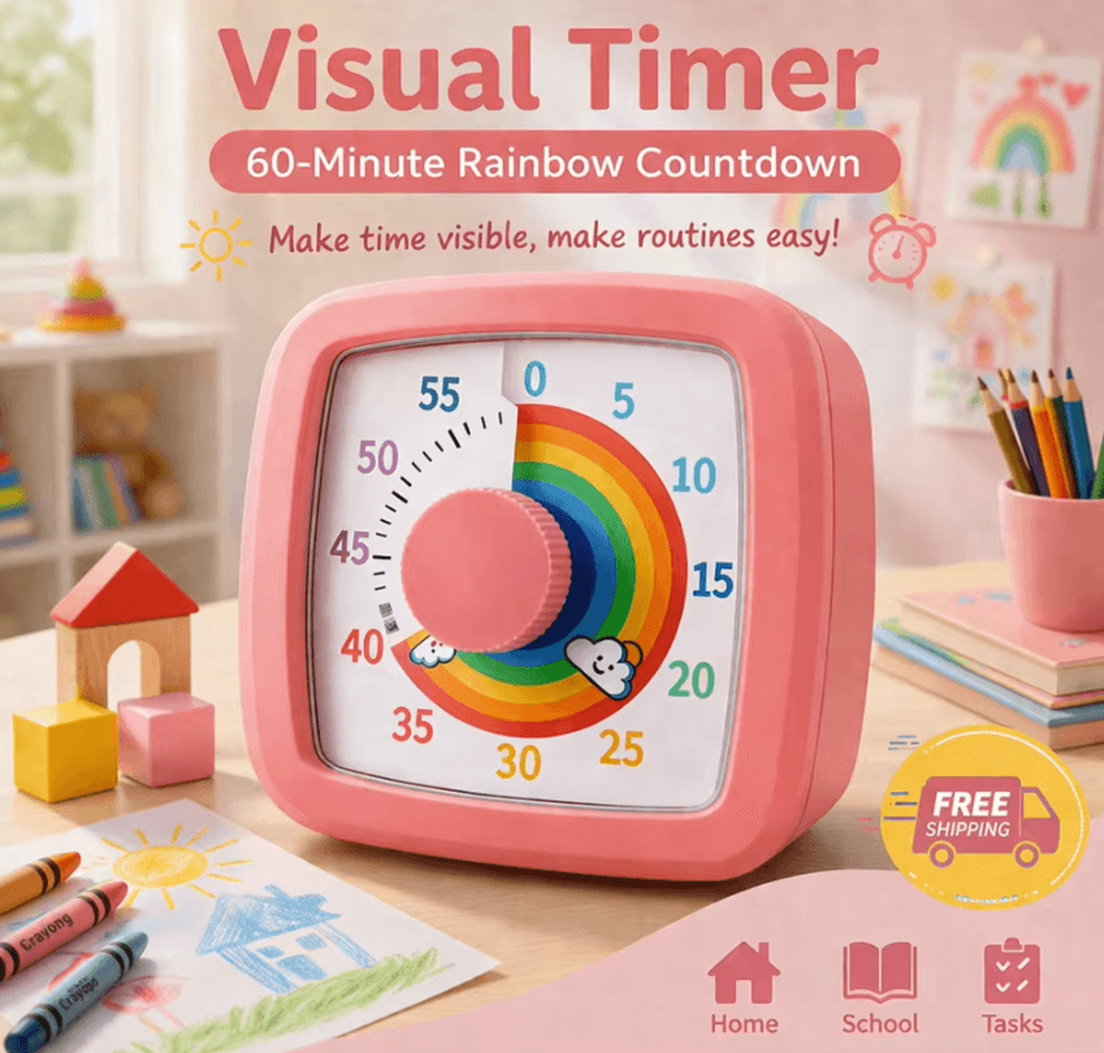 60 minute visual timer with night light
