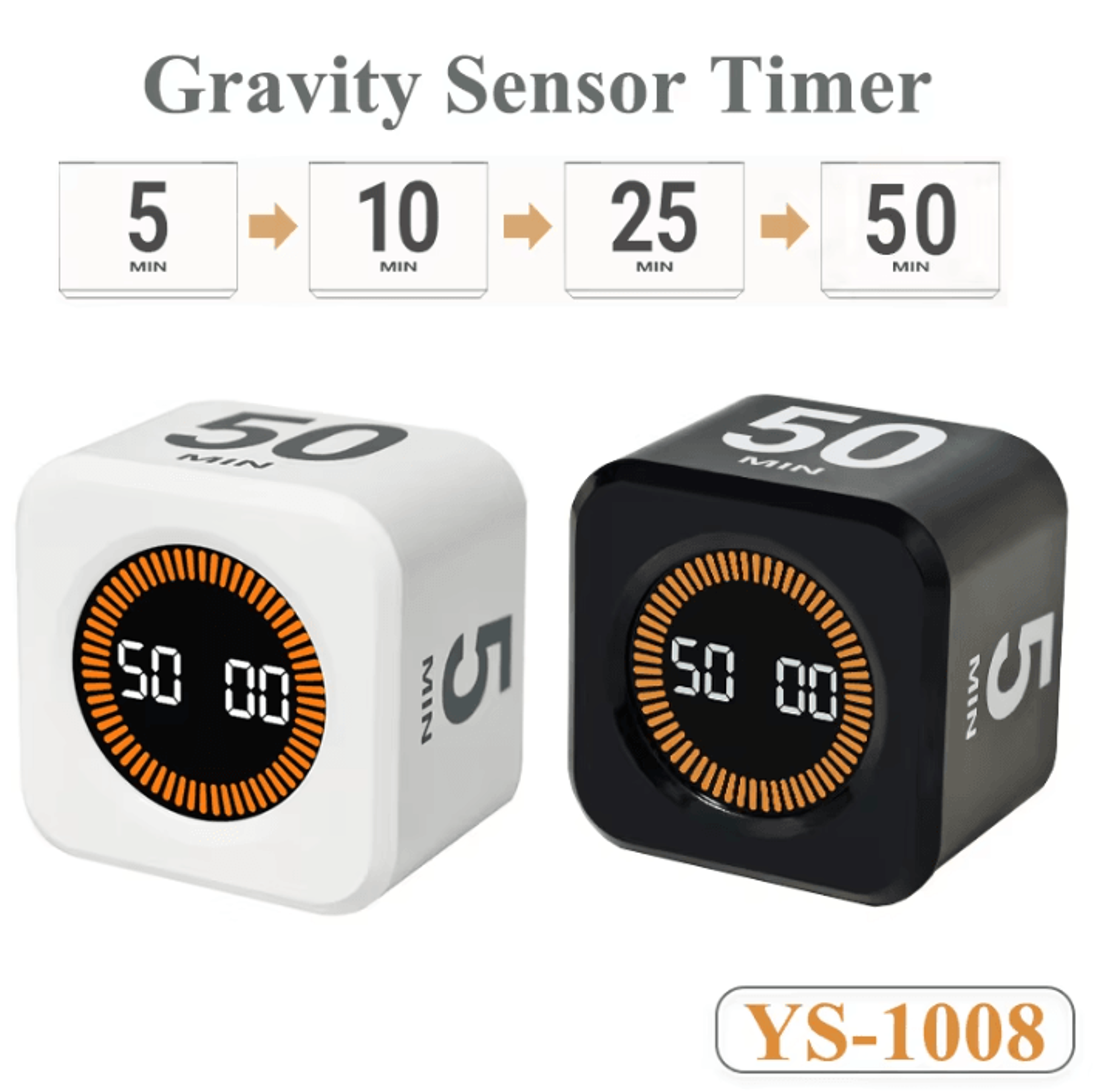rechargeable gravity sensor visual cube timer
