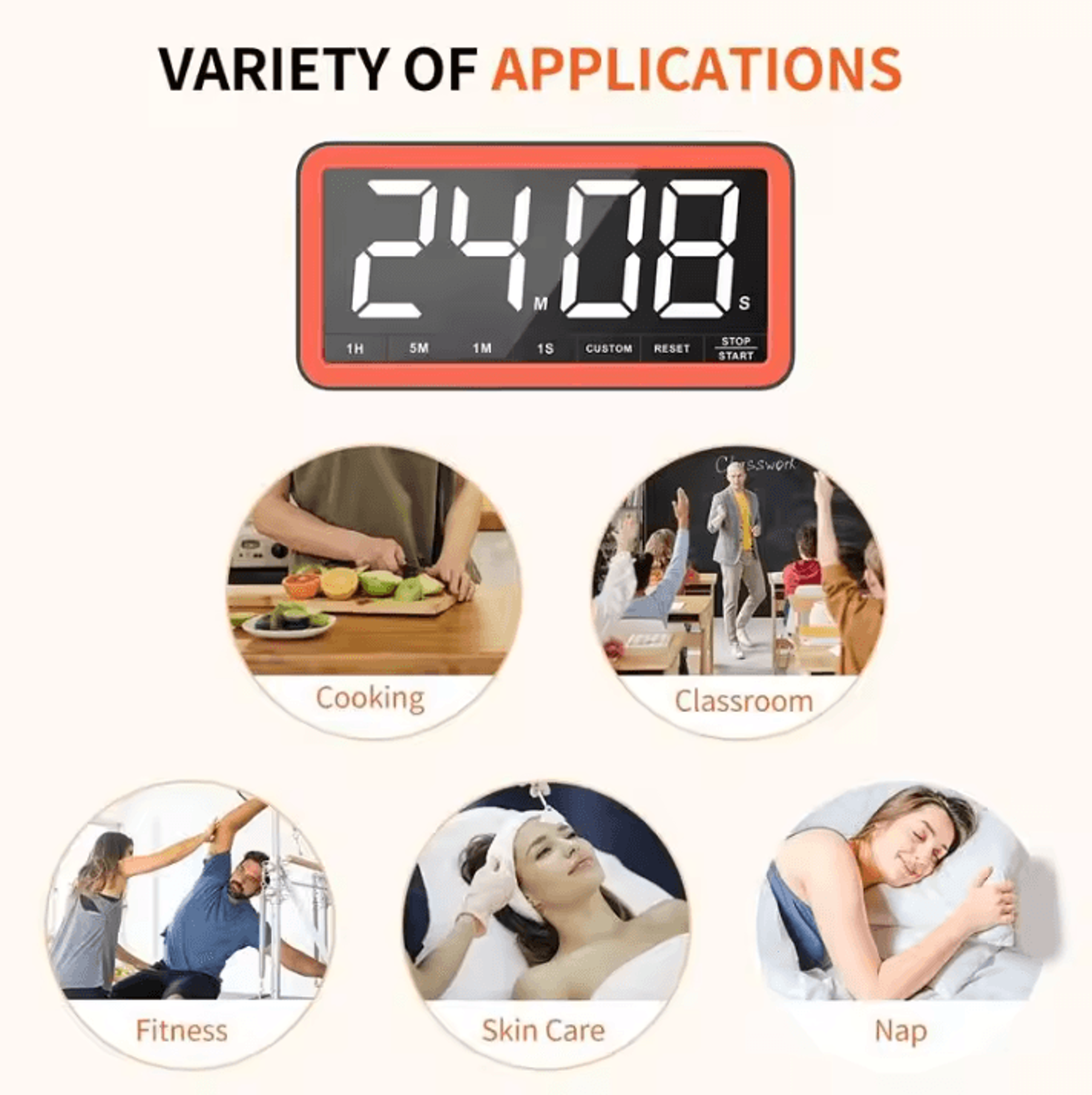 7.8 inch large display digital kitchen timer