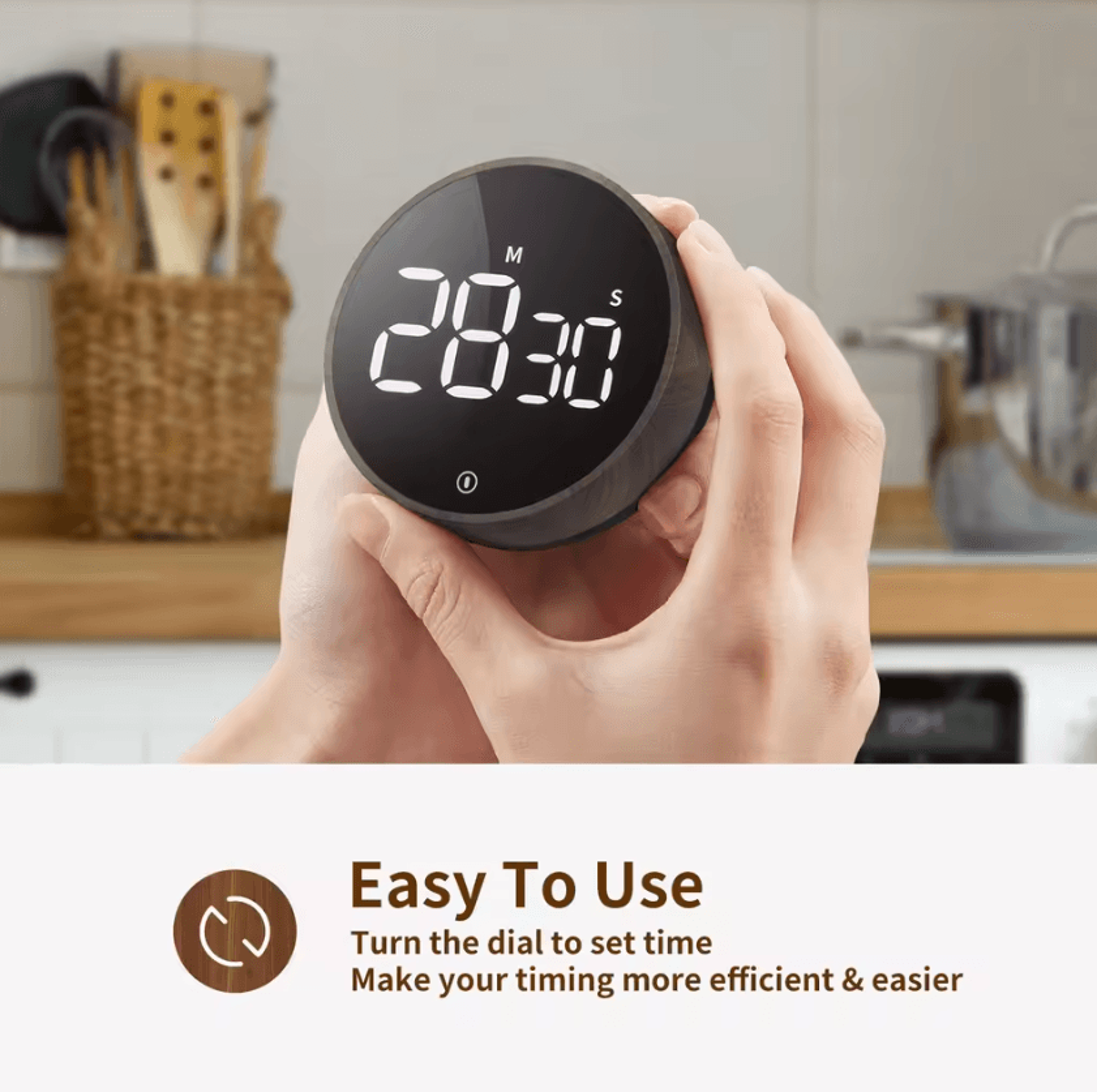 magnetic digital kitchen timer with constant light display