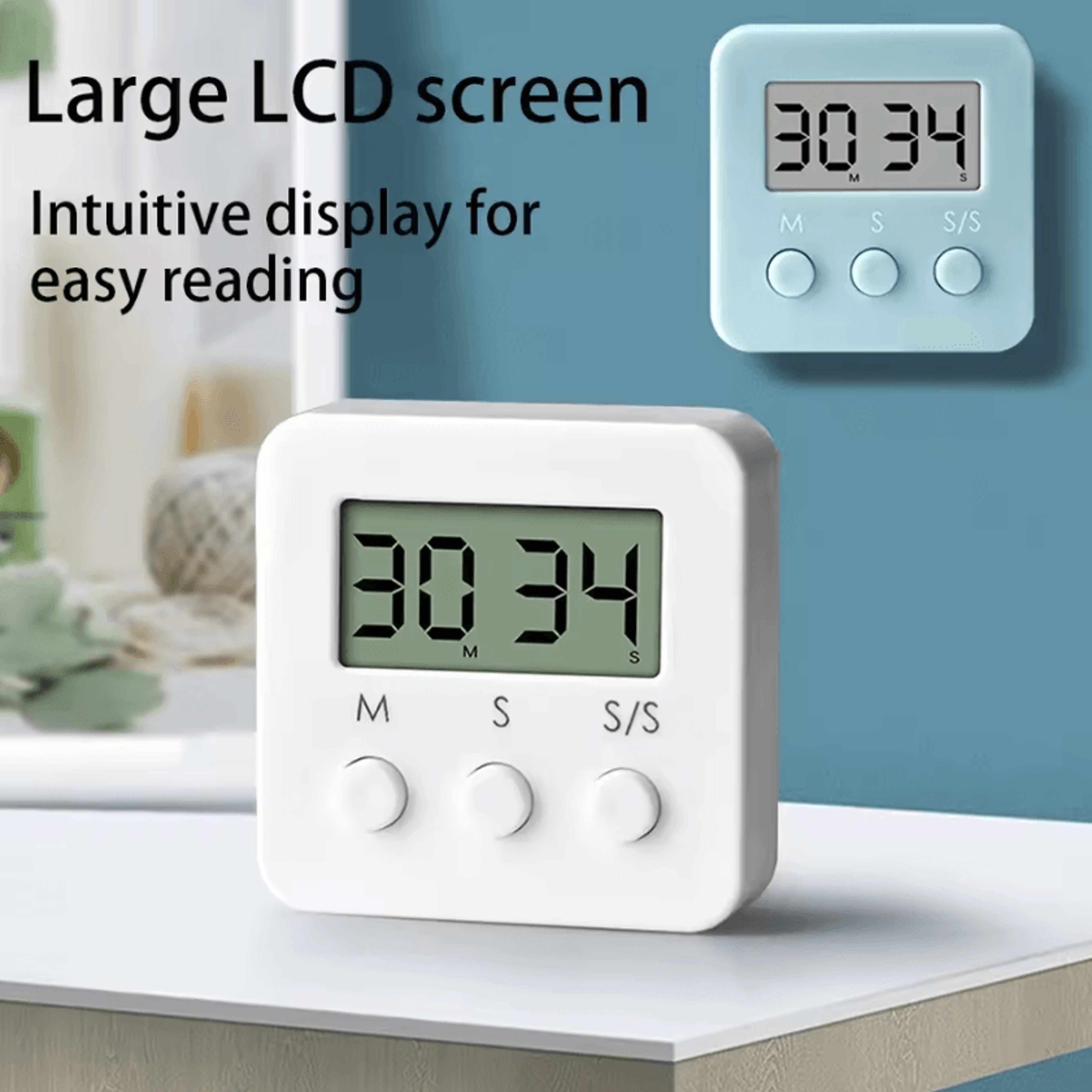 large lcd digital kitchen timer with mute alarms