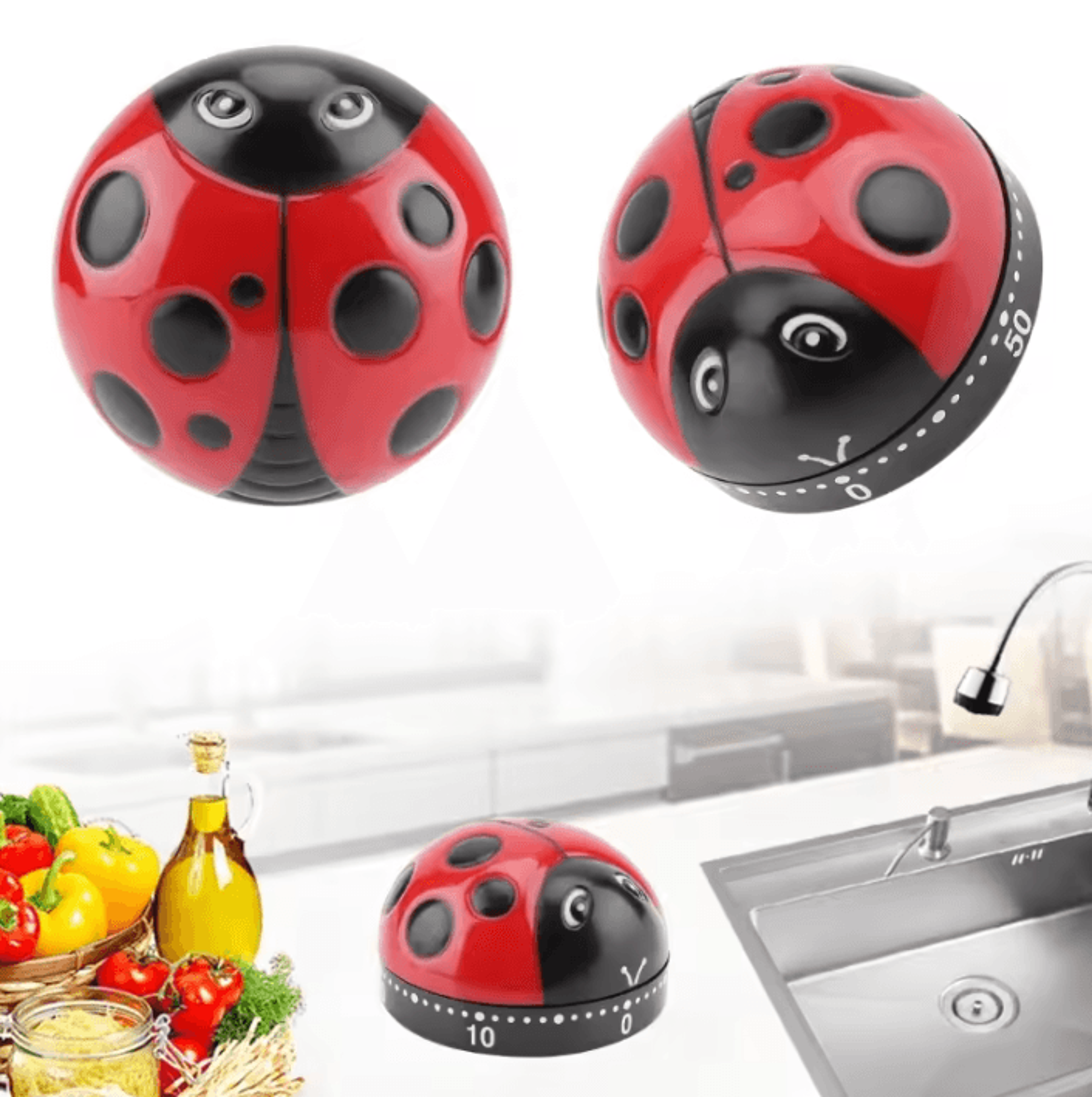 ladybug 60 minute mechanical kitchen timer
