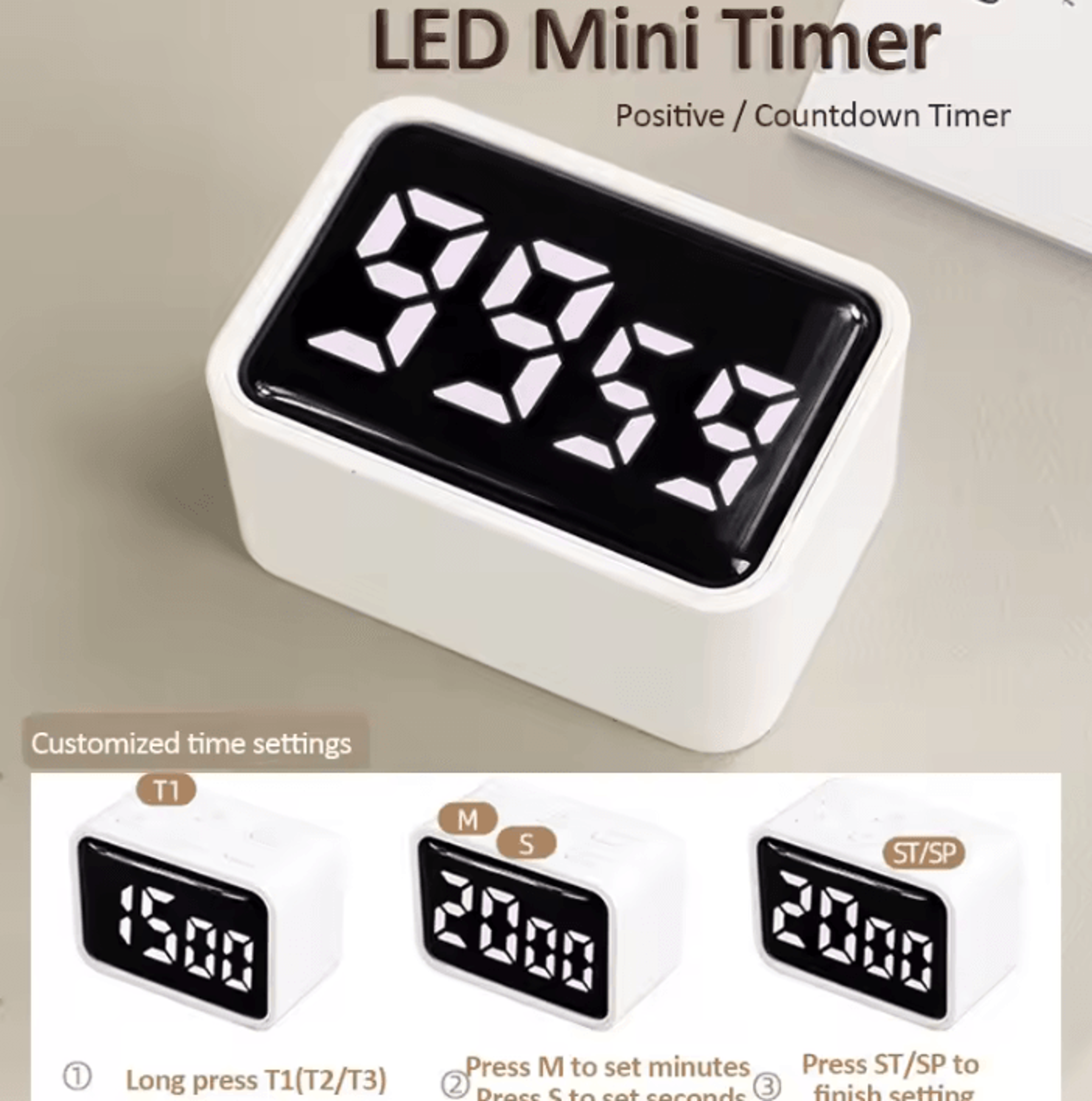mini rechargeable led visual timer with 3 preset modes