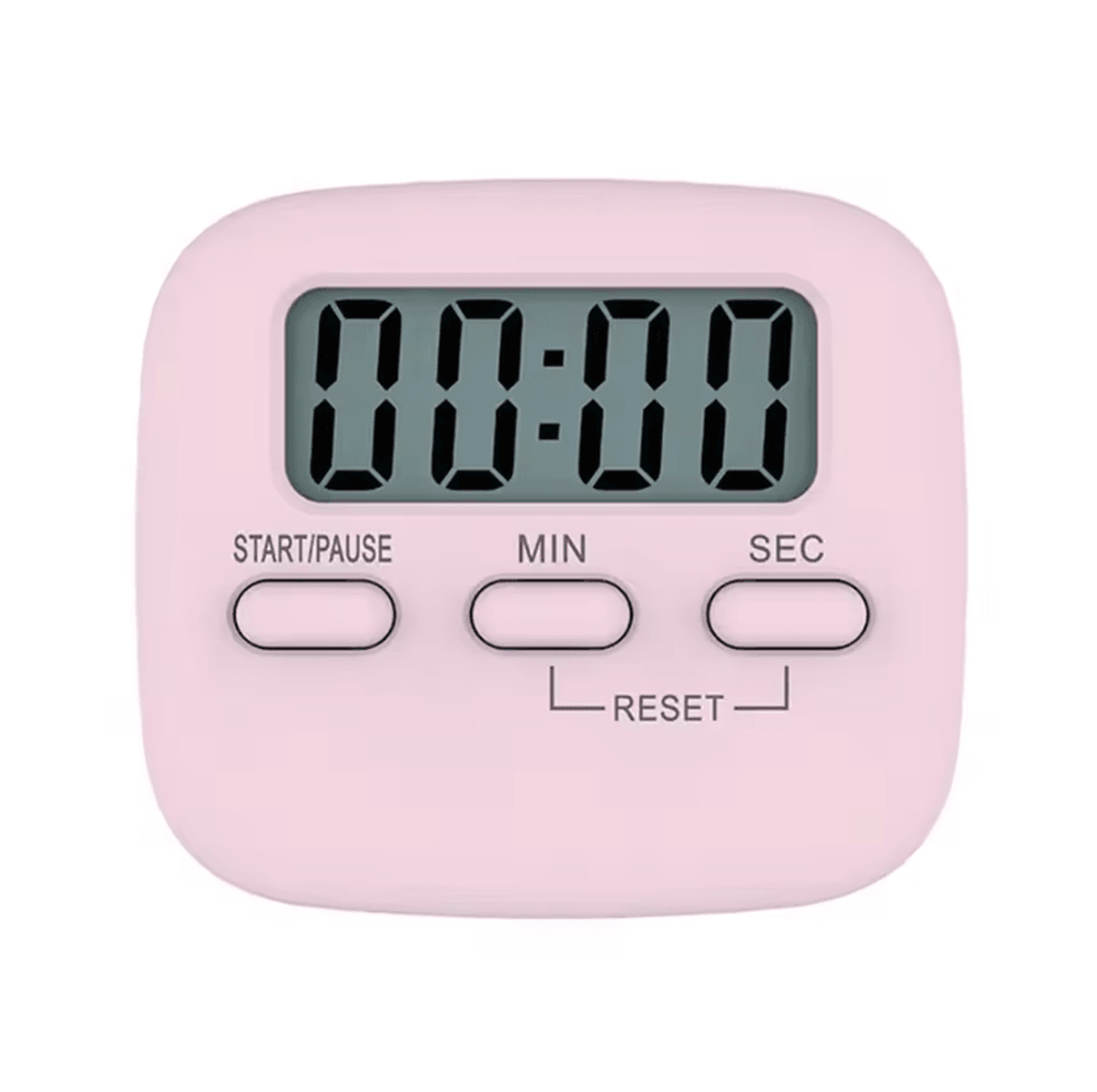 pink magnetic digital kitchen timer with large lcd display