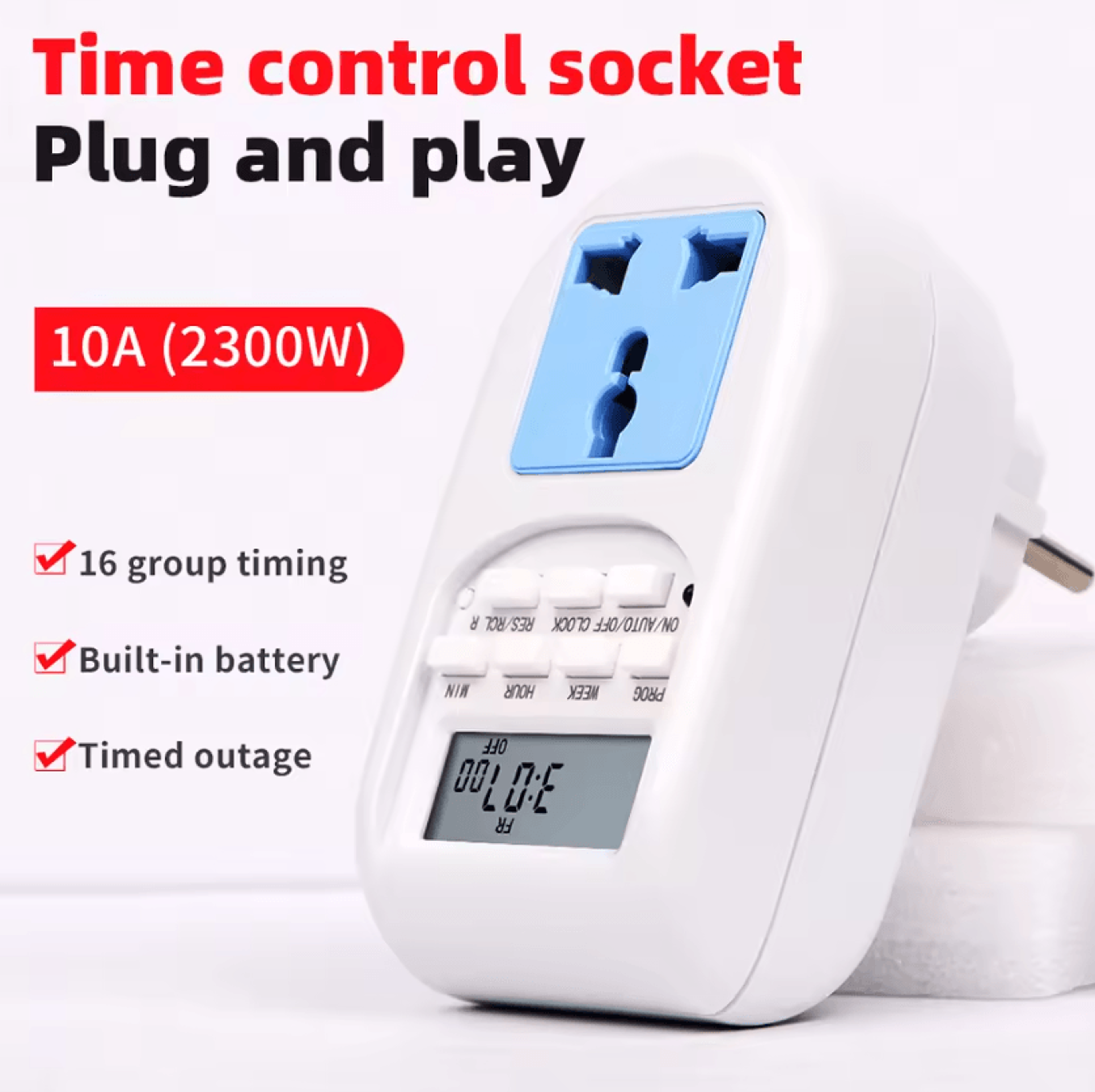 10a weekly programmable digital timer socket eu plug