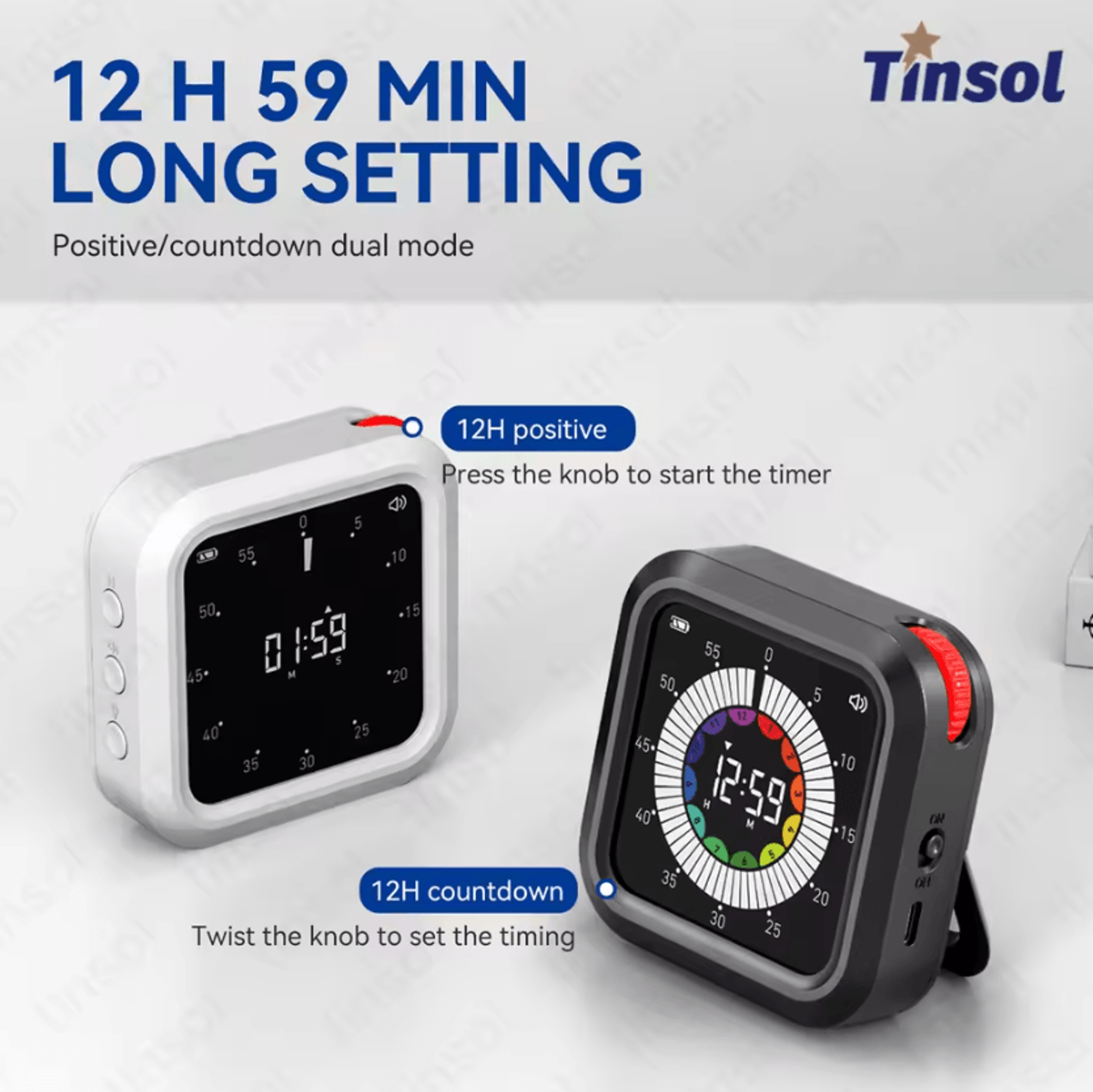 tinsol 60 minute silent visual timer for study and focus