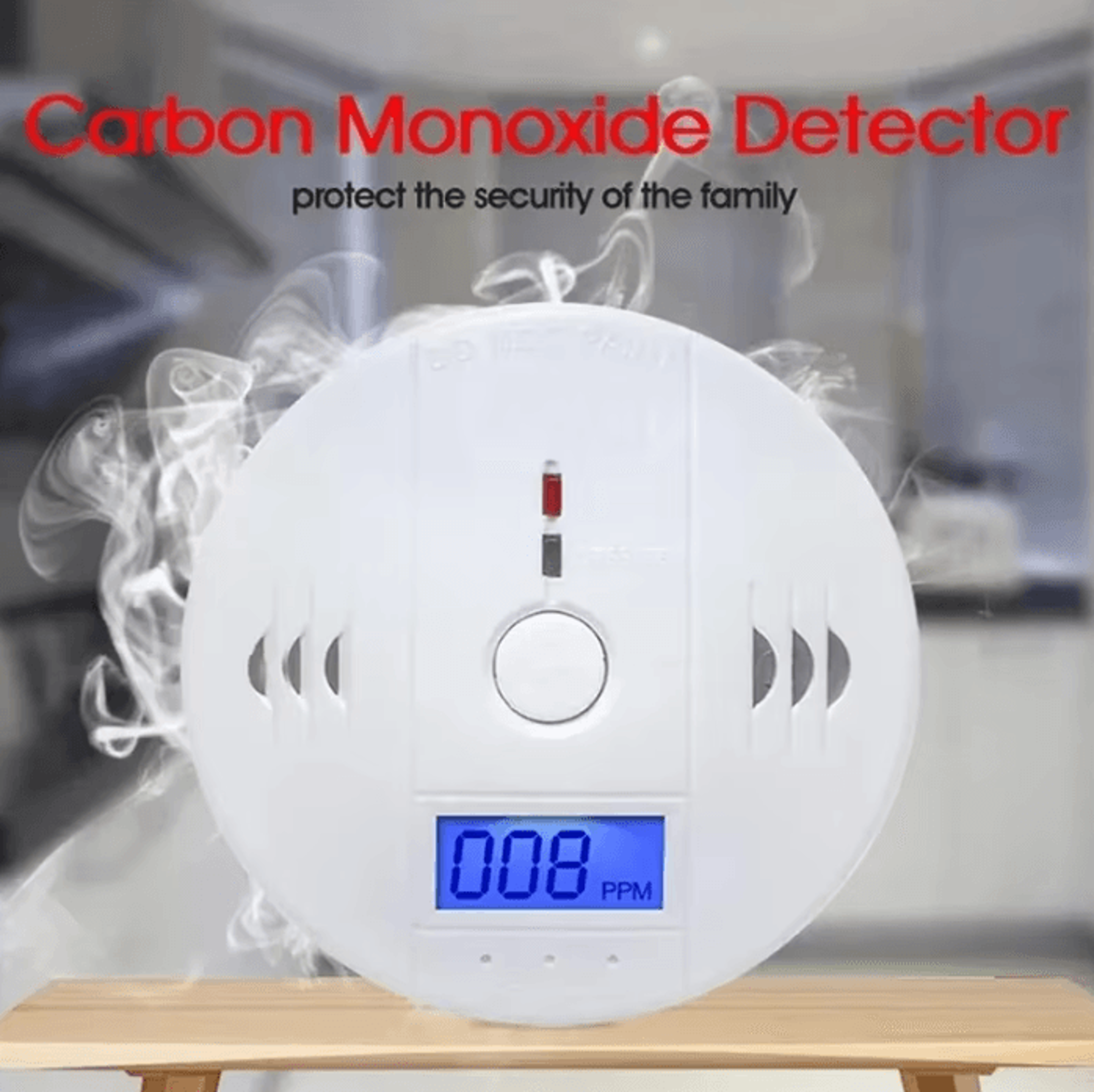 digital carbon monoxide detector with lcd display and loud alarm