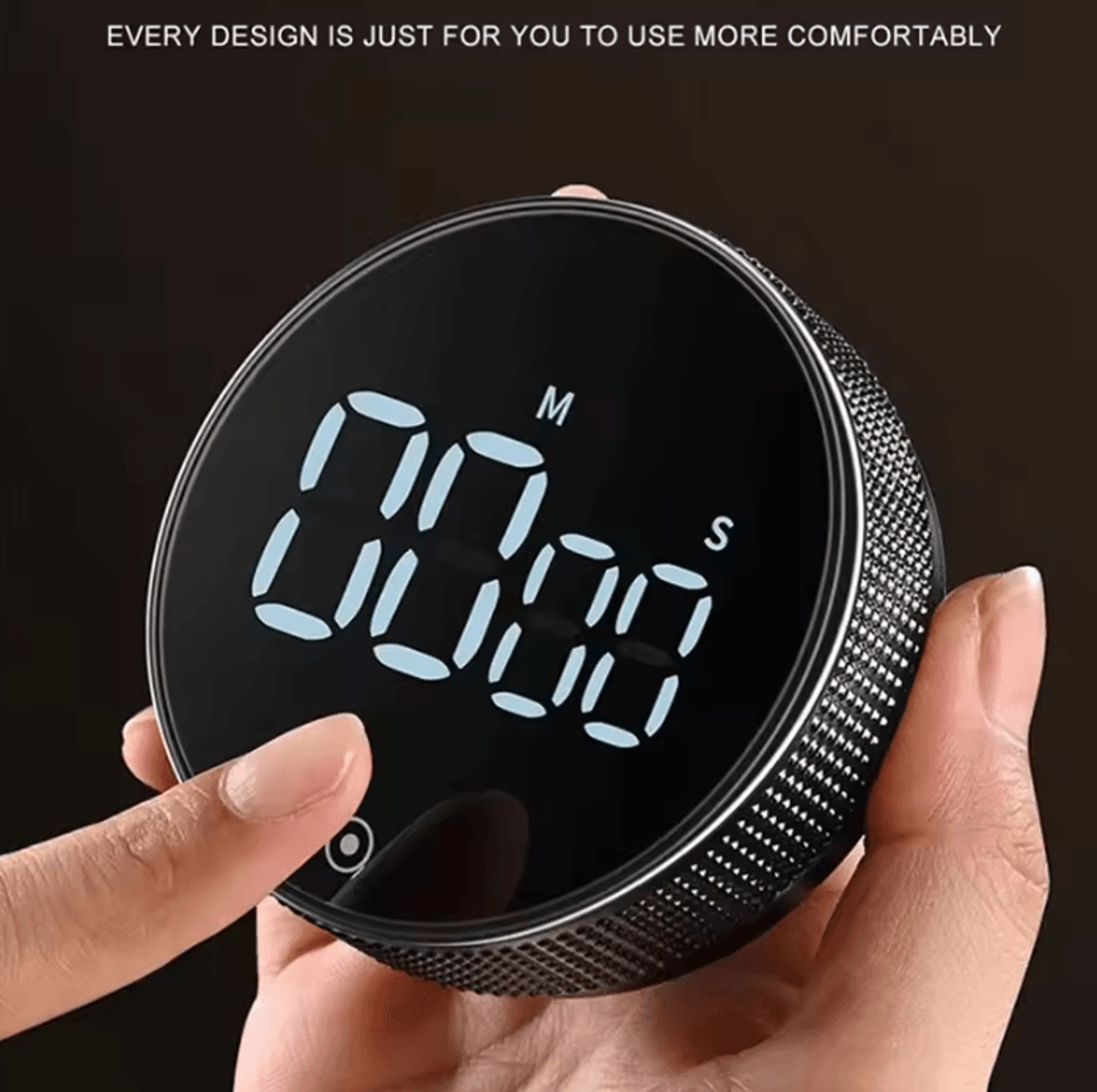 magnetic digital kitchen timer with rotary dial and led displays