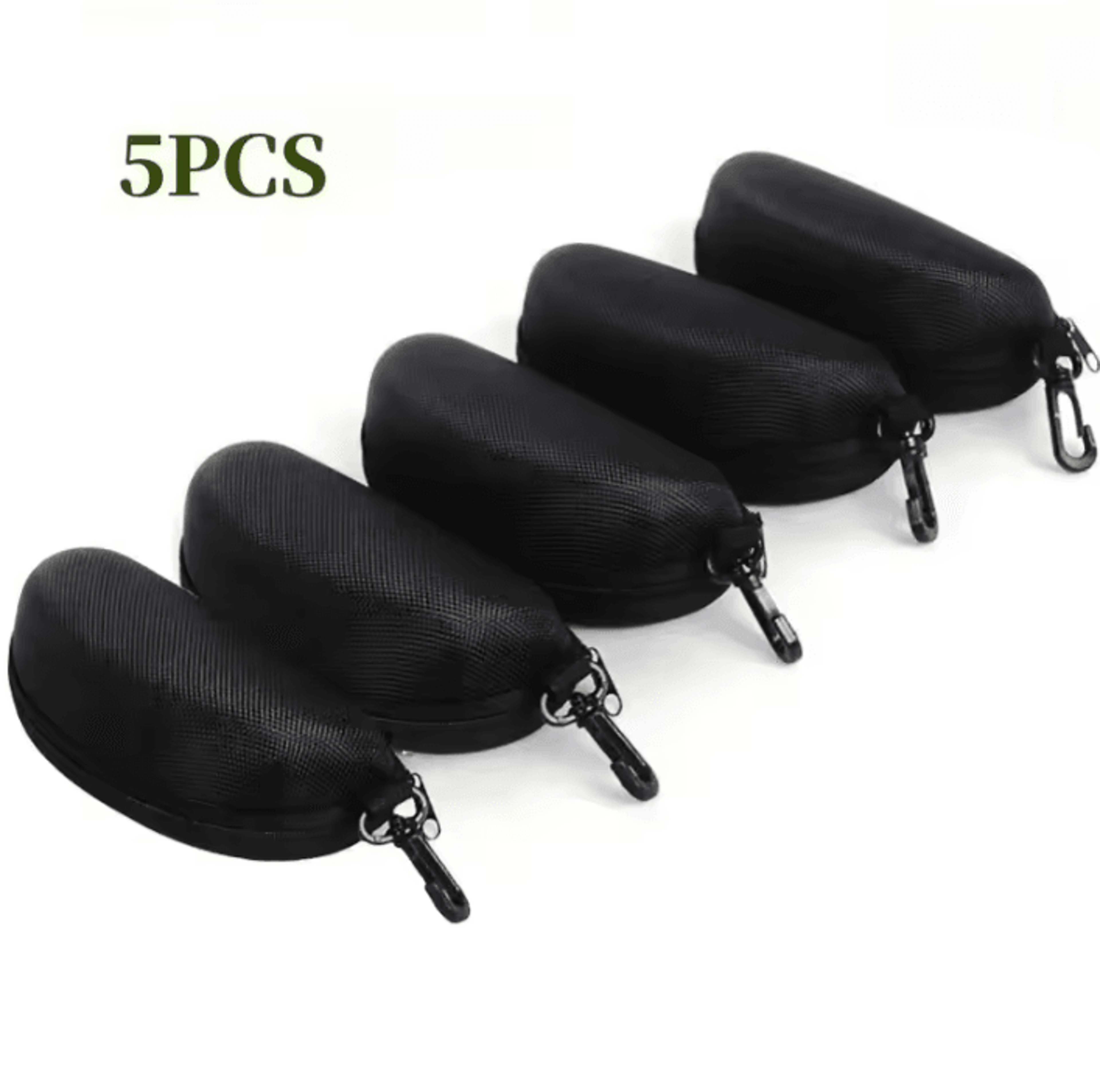 5 pack portable zipper glasses case with protective shell and hook