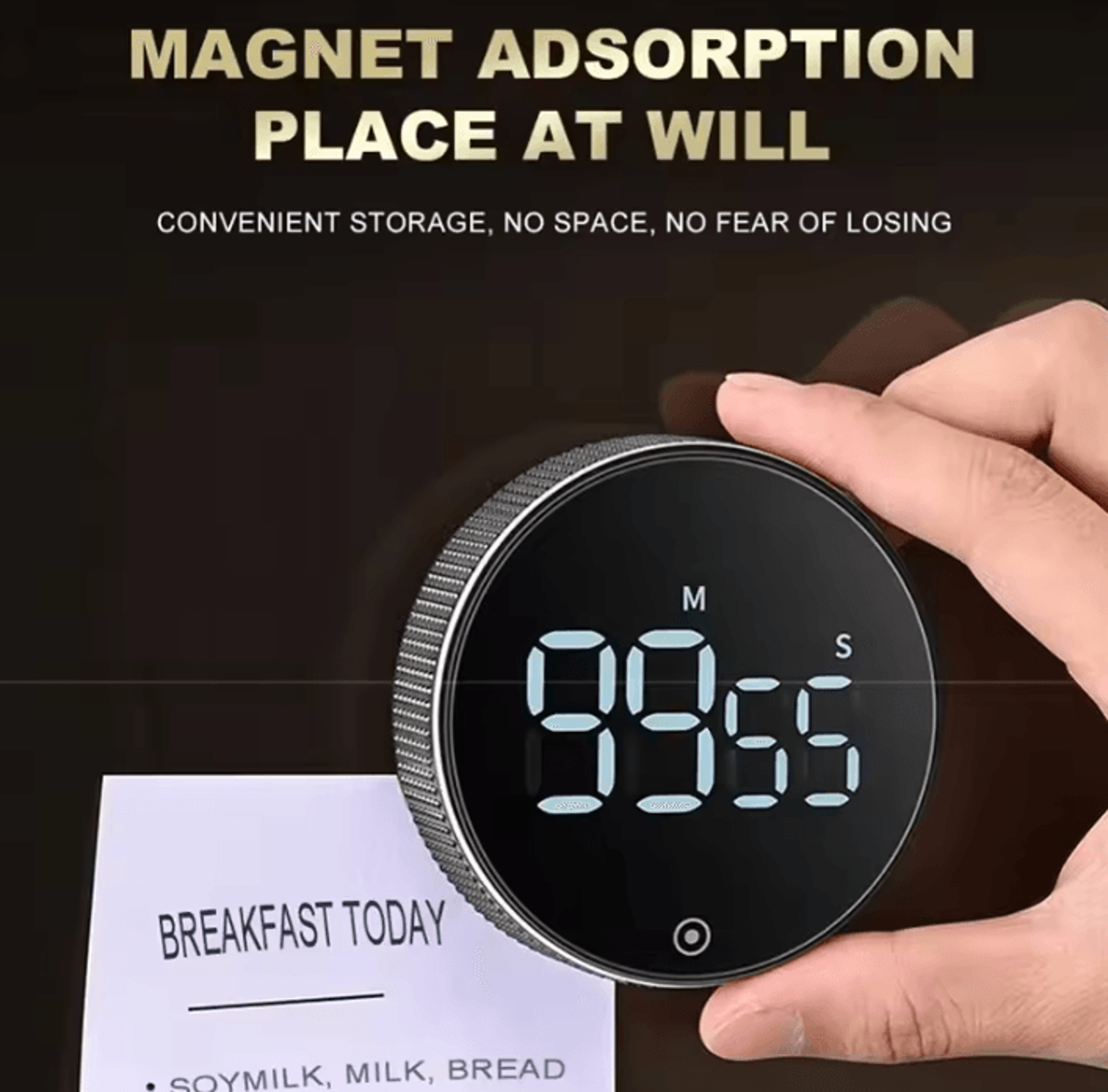 magnetic digital kitchen timer with rotary countdown control