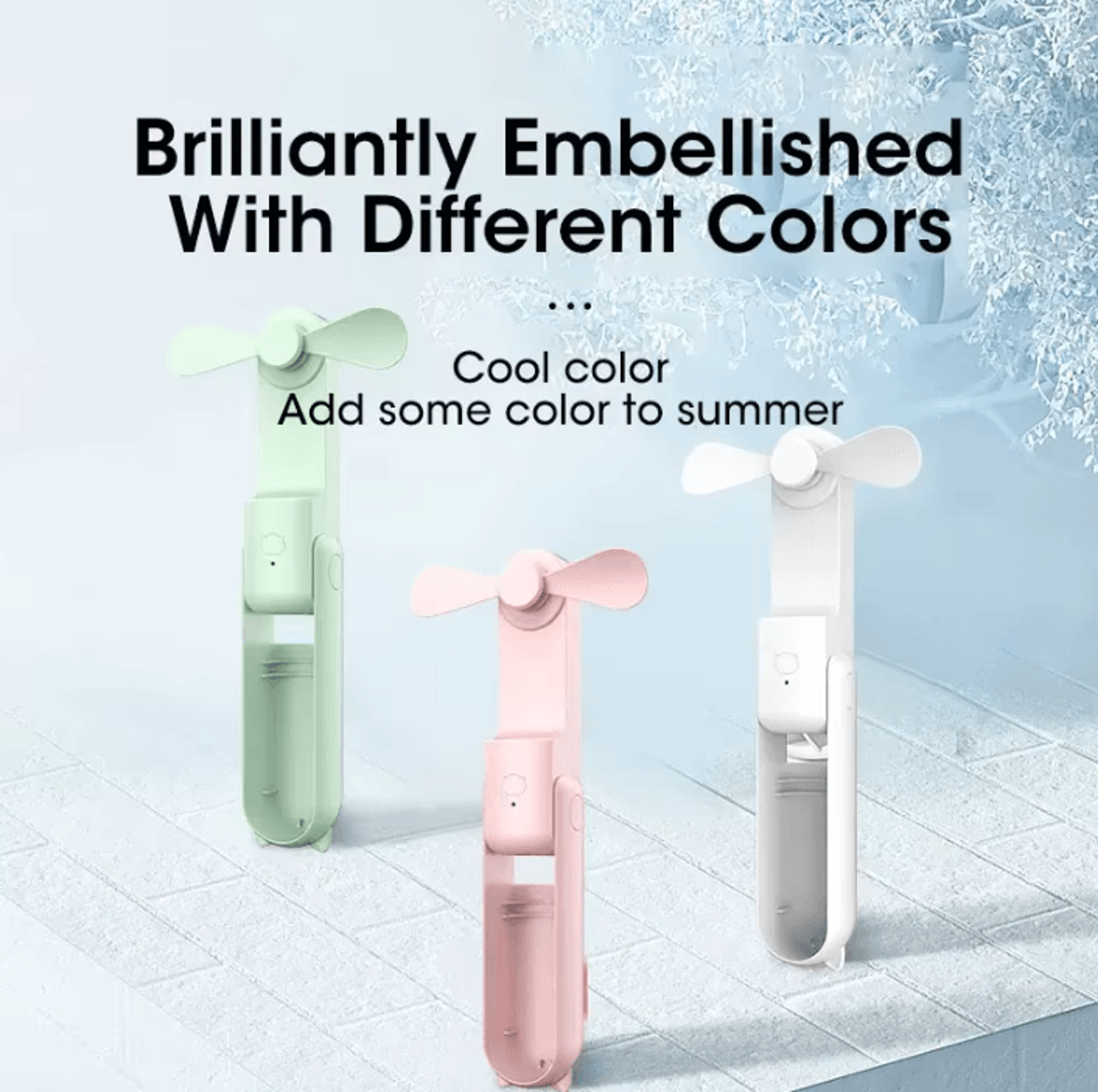 2000mah foldable mini portable fan with power bank
