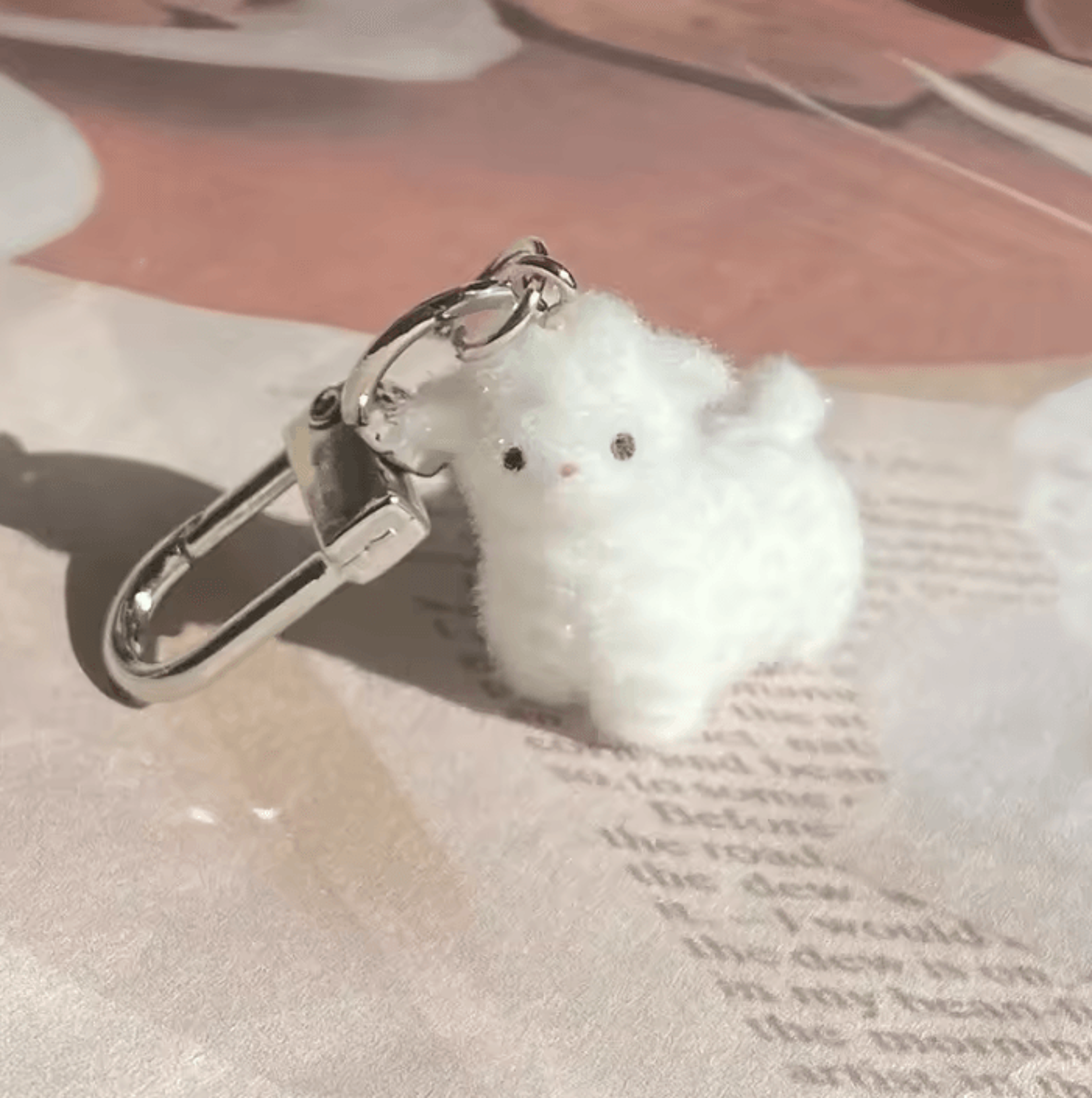 3d white alpaca flocked keychain and cute bag charm