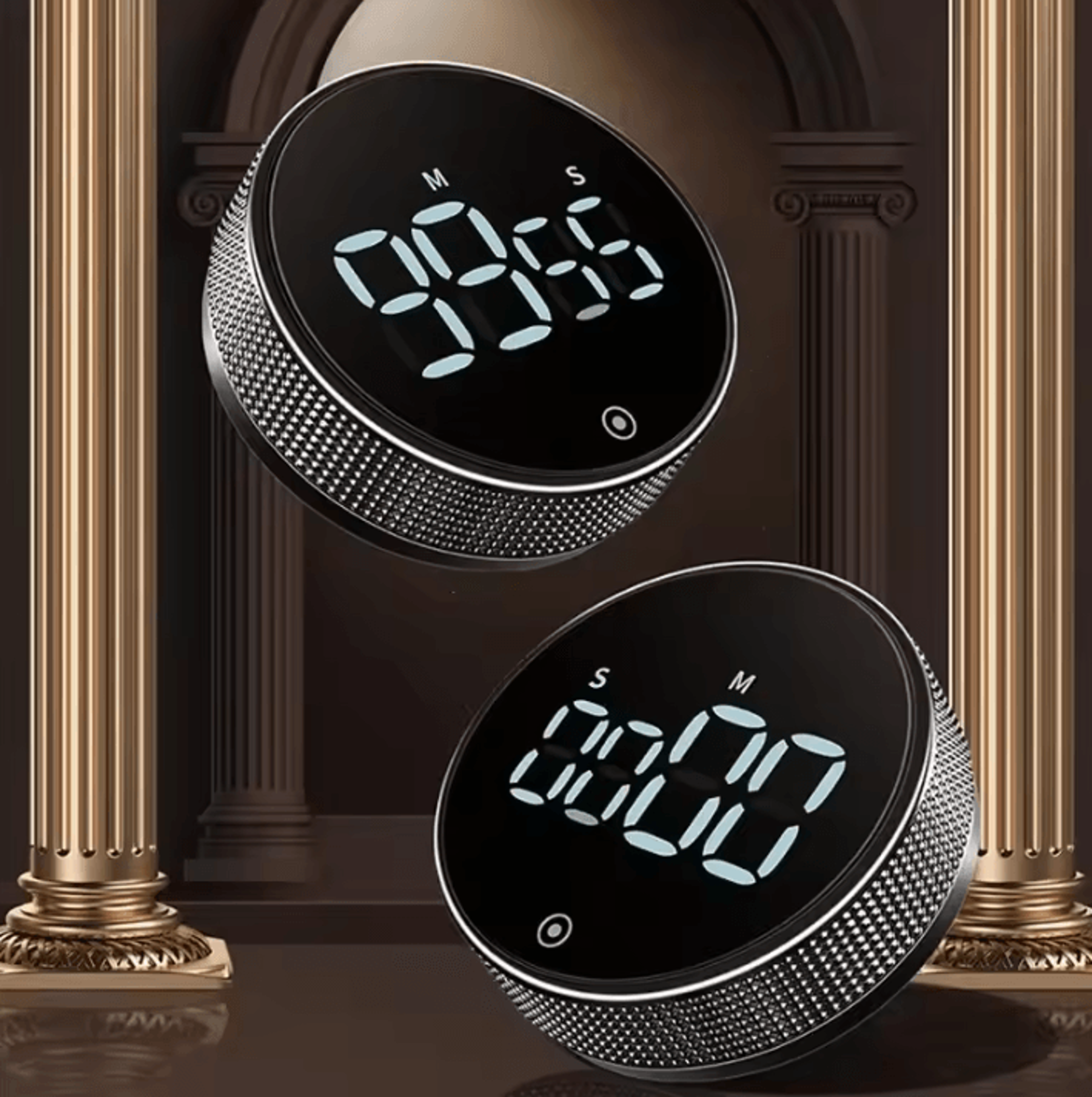 magnetic digital kitchen timer with rotary dial and leds displays