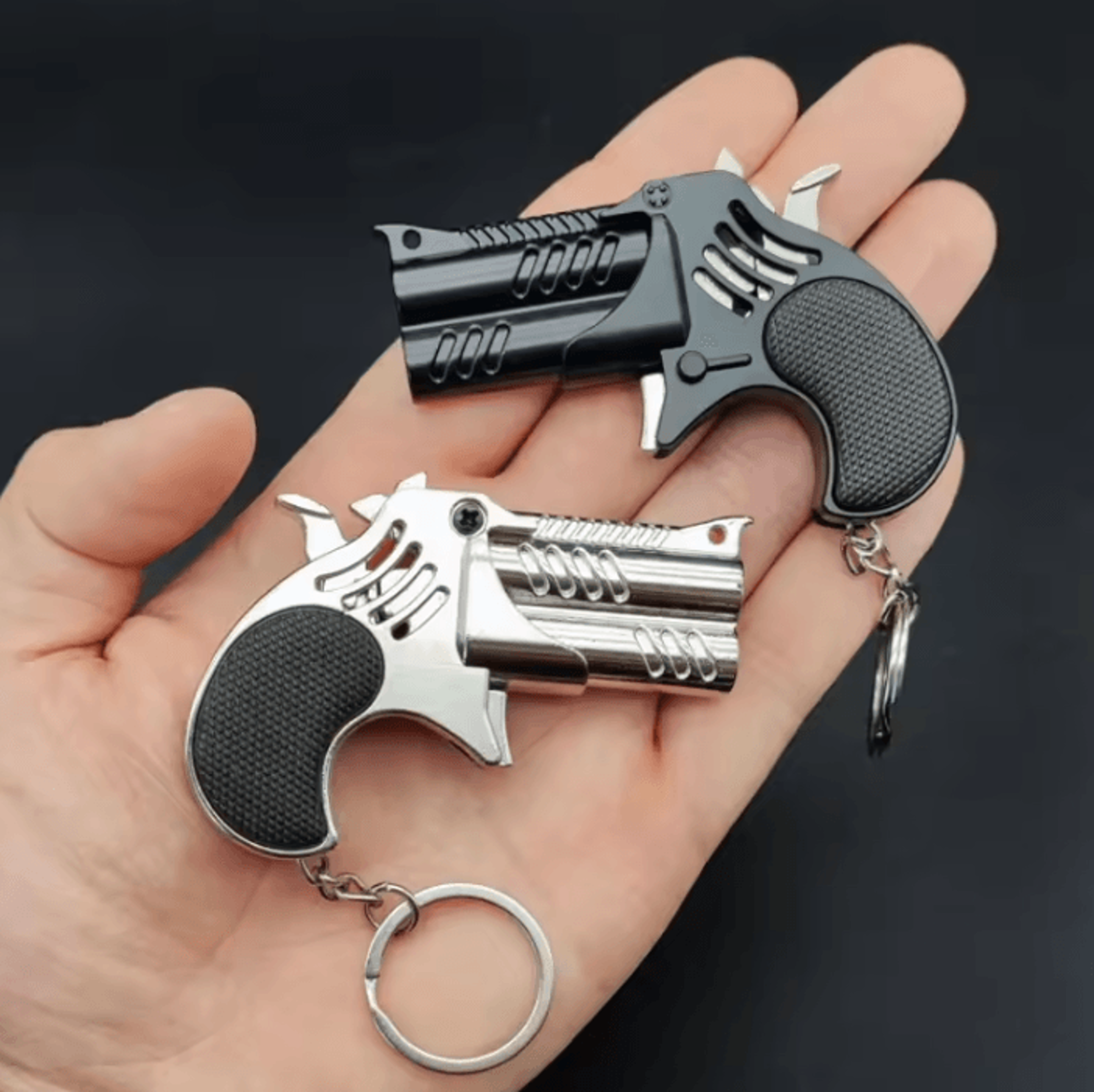 mini metal rubber band launcher keychain toy