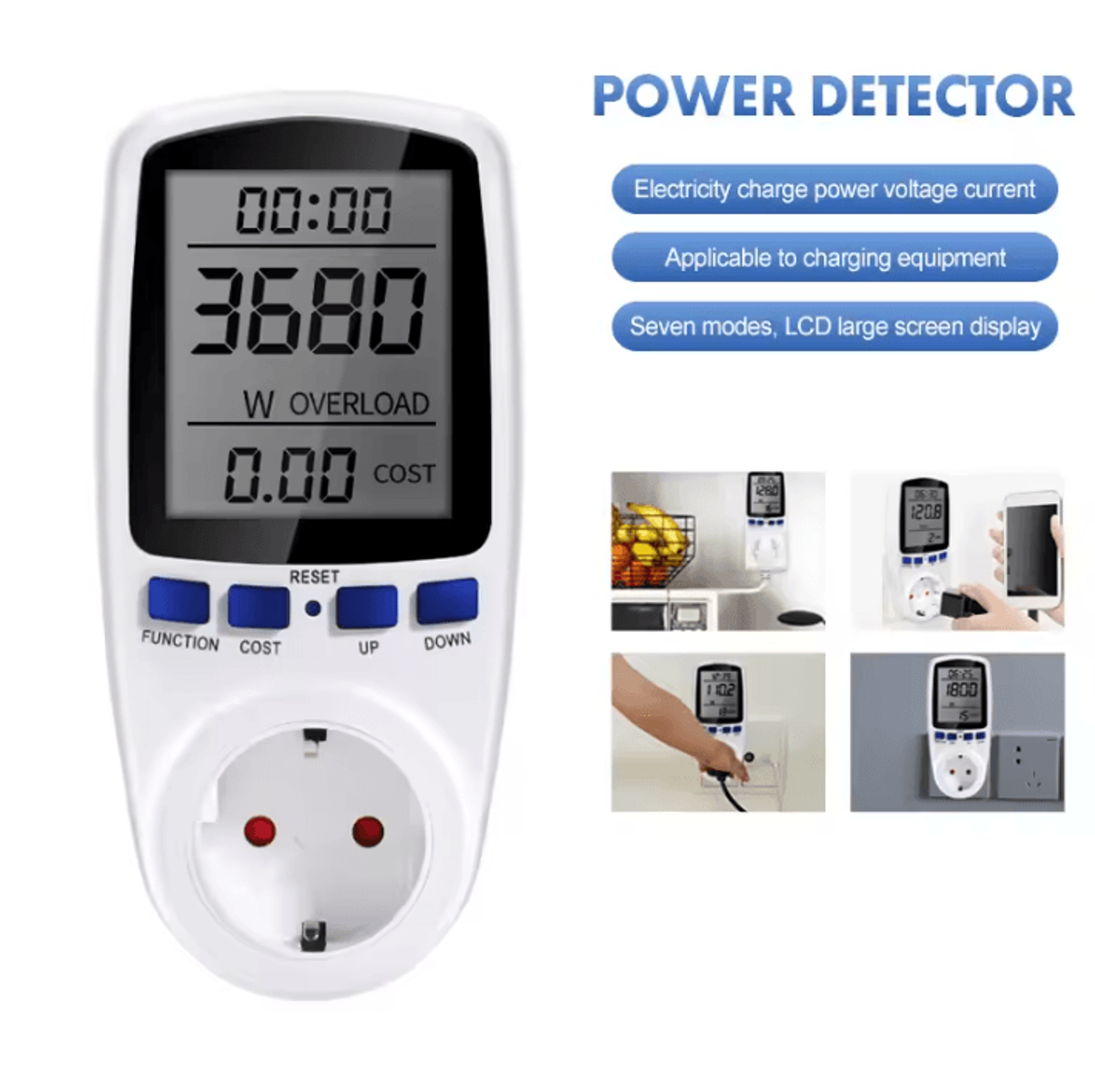 digital lcd power meter socket with energy monitoring