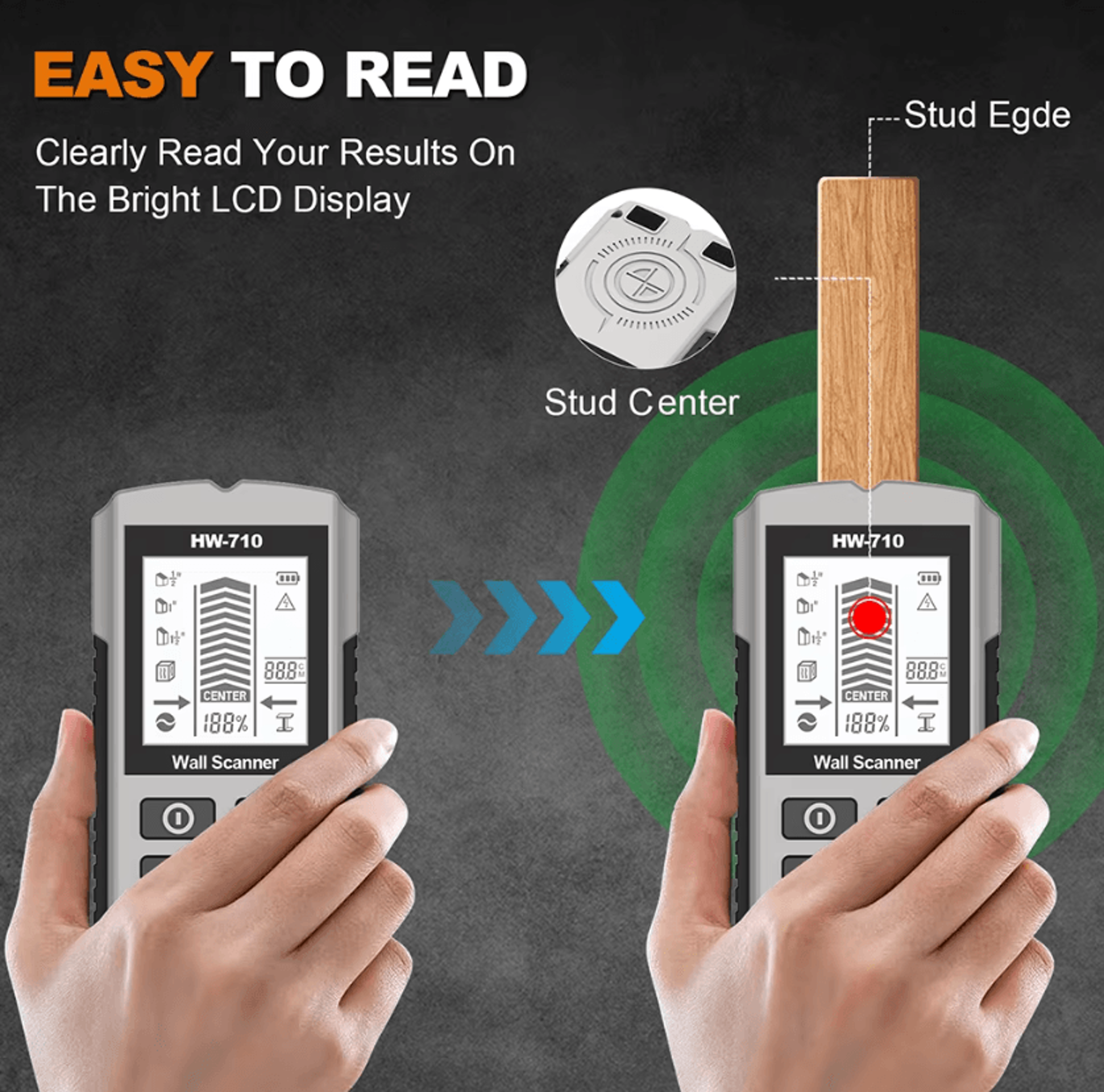 6-in-1 digital wall stud finder and live wire detector