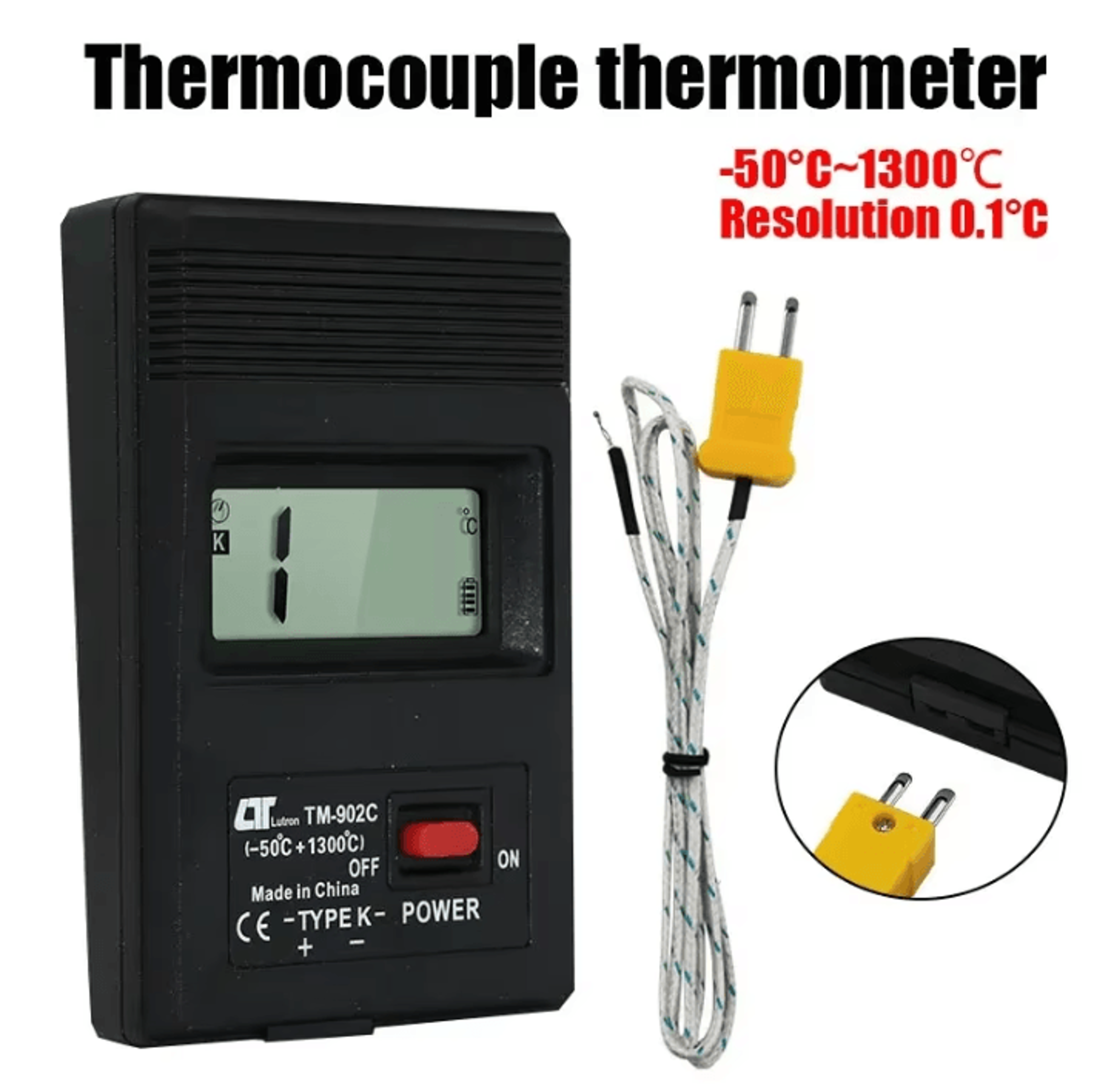 tm902c digital k-type thermometer with thermocouple probe