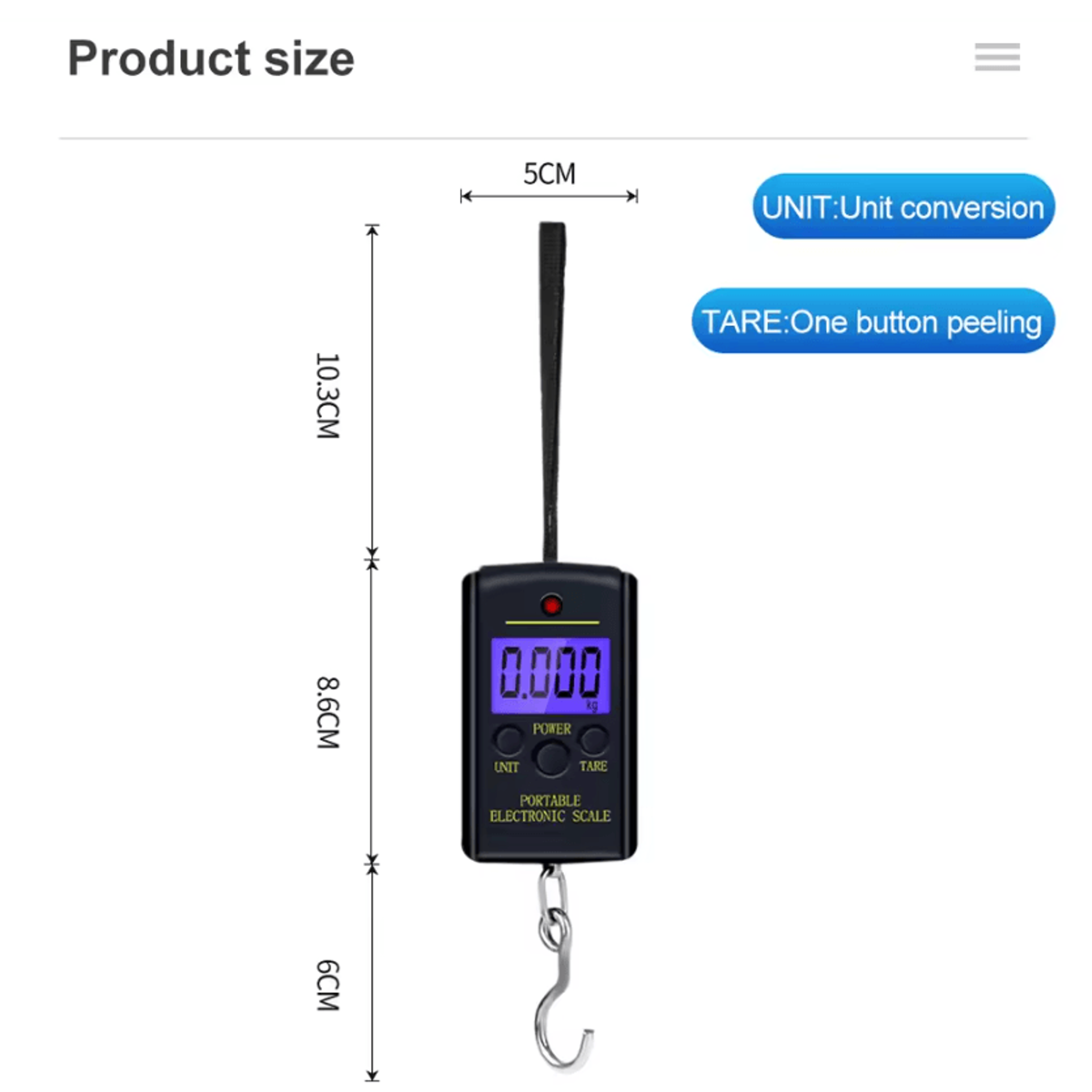 40kg portable digital hanging scale for luggage and fishing