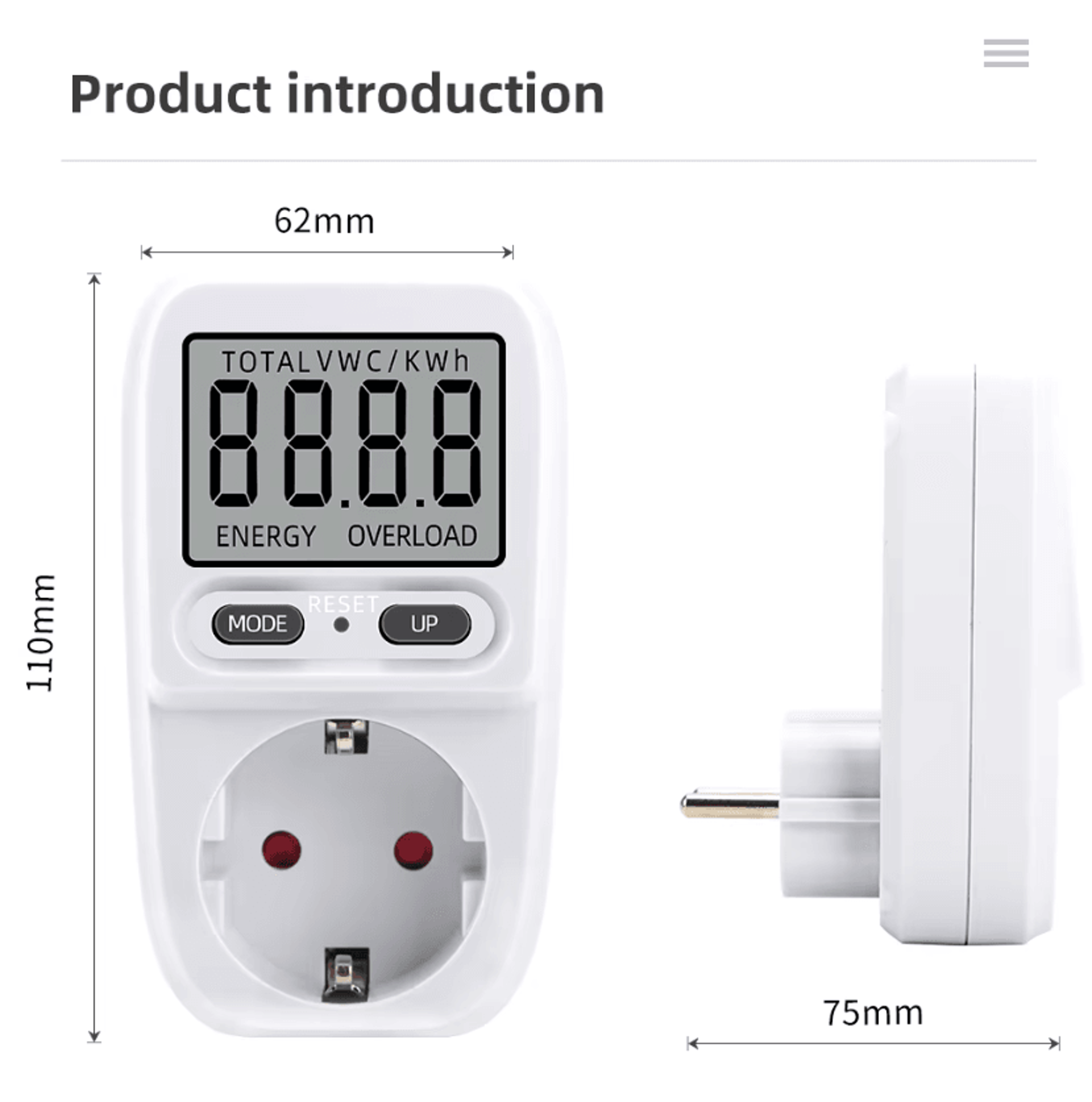 digital electricity power meter with lcd energy consumption monitor