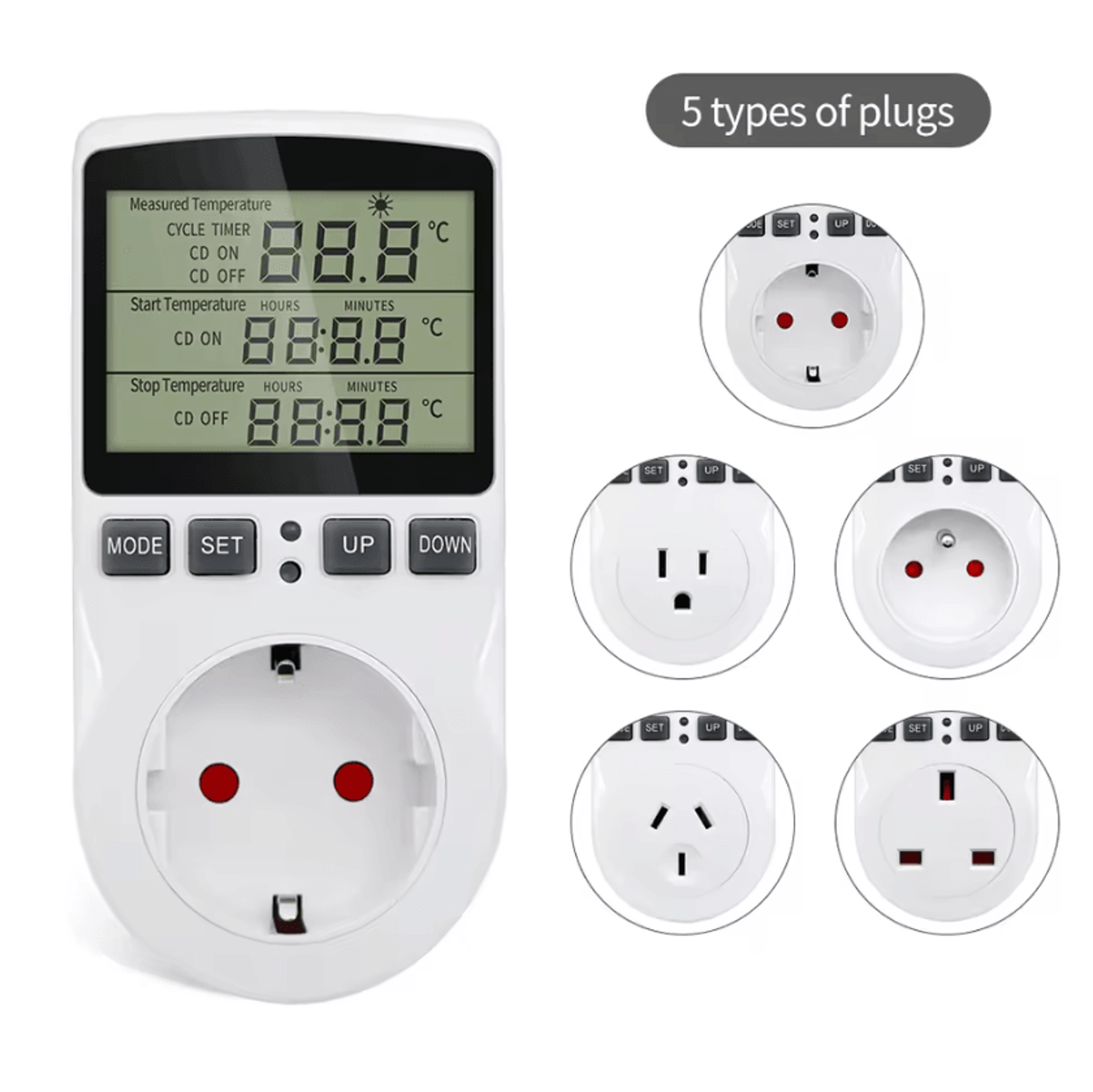 digital temperature controller outlet with heating cooling timer
