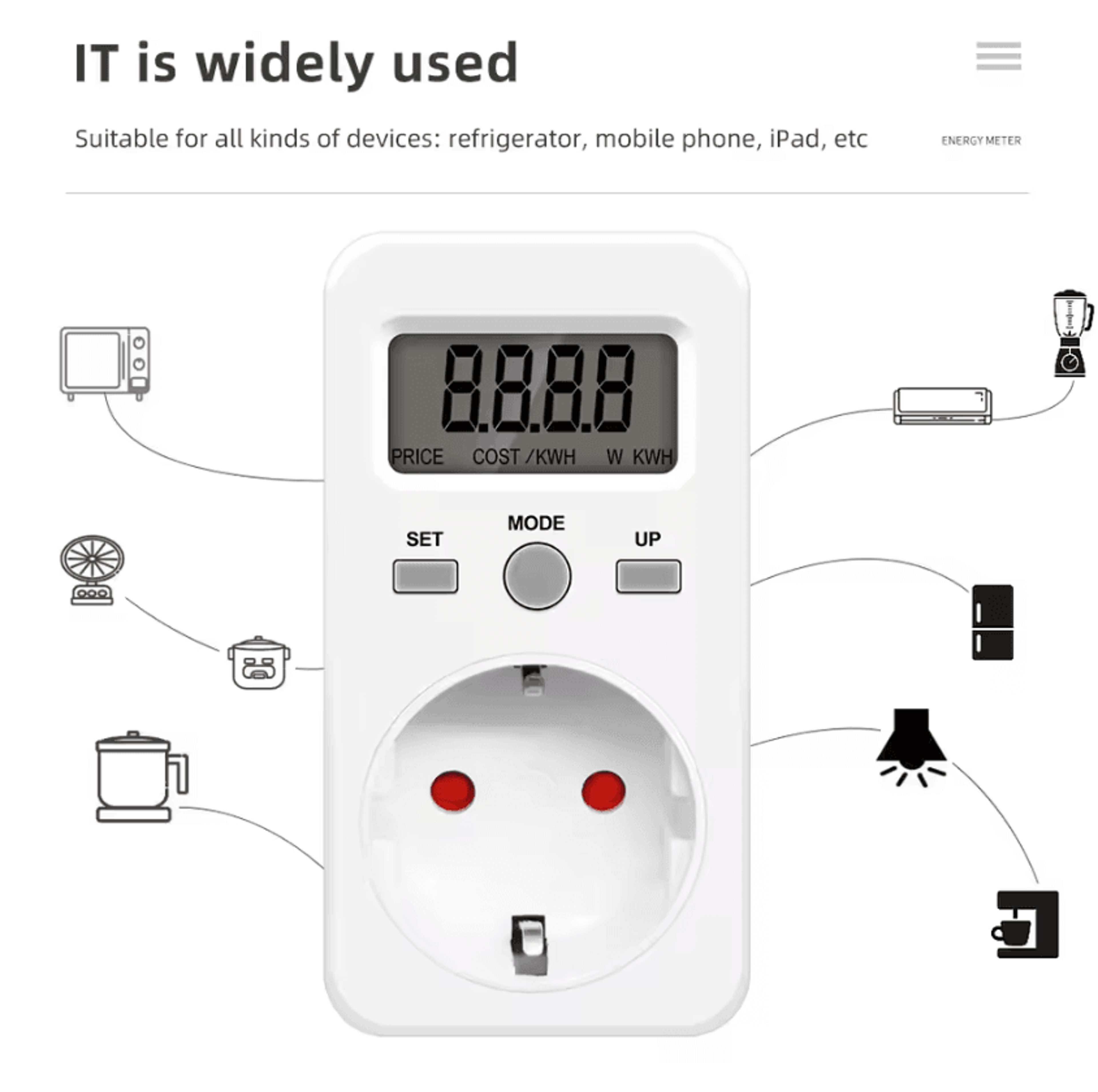 kwe-pmb03 digital energy meter 230v 16a power consumption monitor