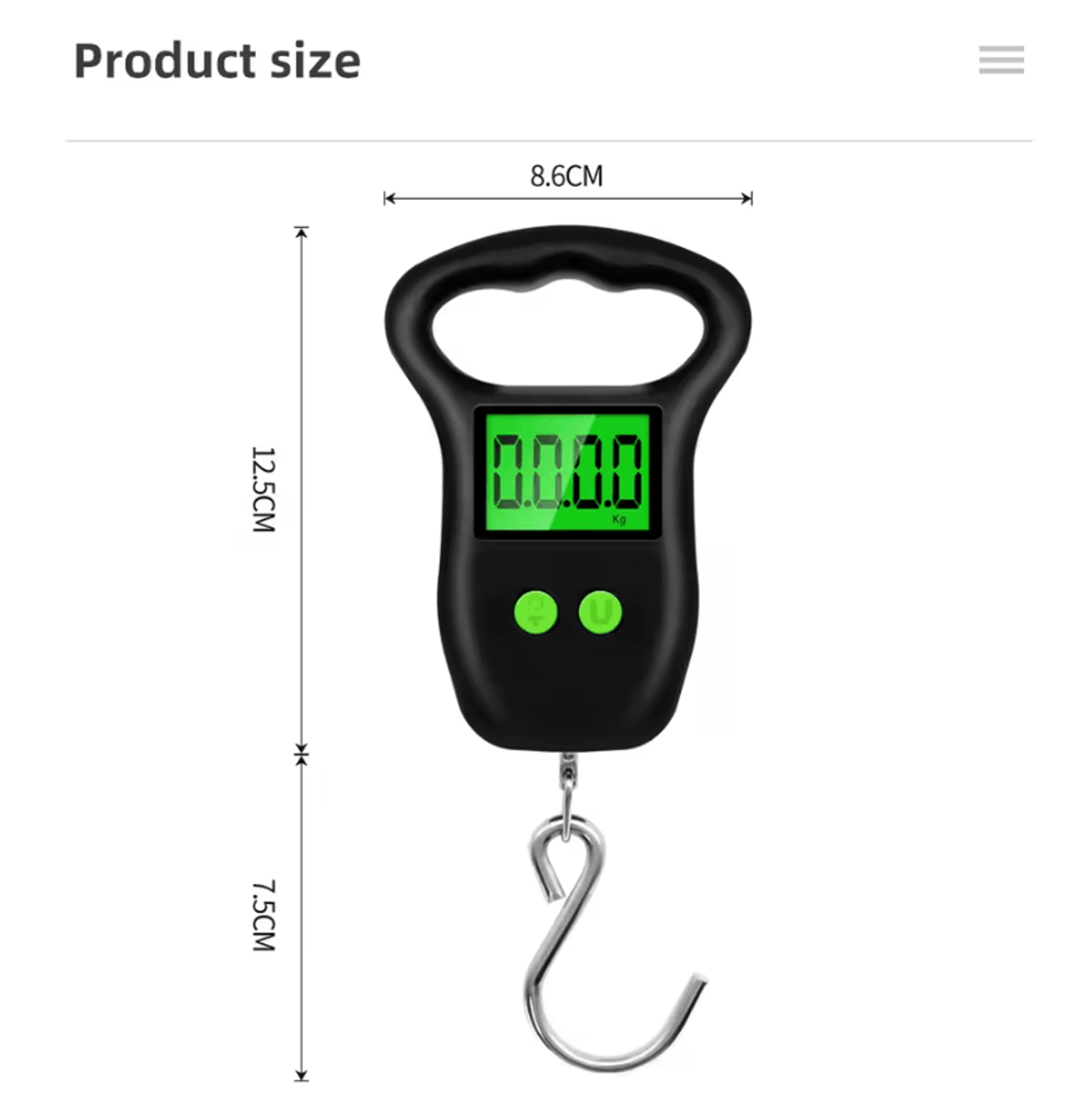 50kg digital luggage scale with measuring tape and backlit lcd