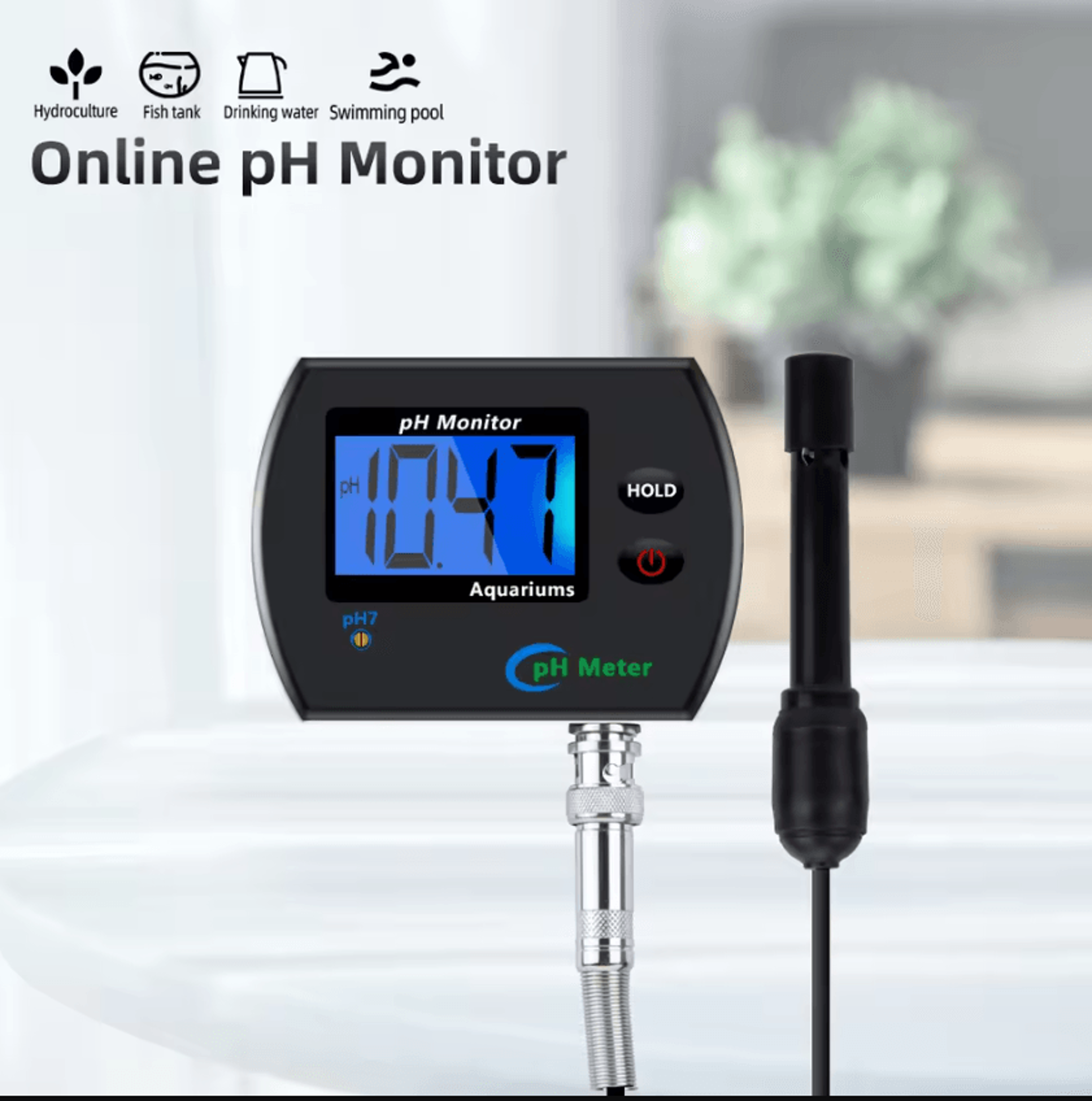 professional digital aquarium ph monitor with continuous water testing