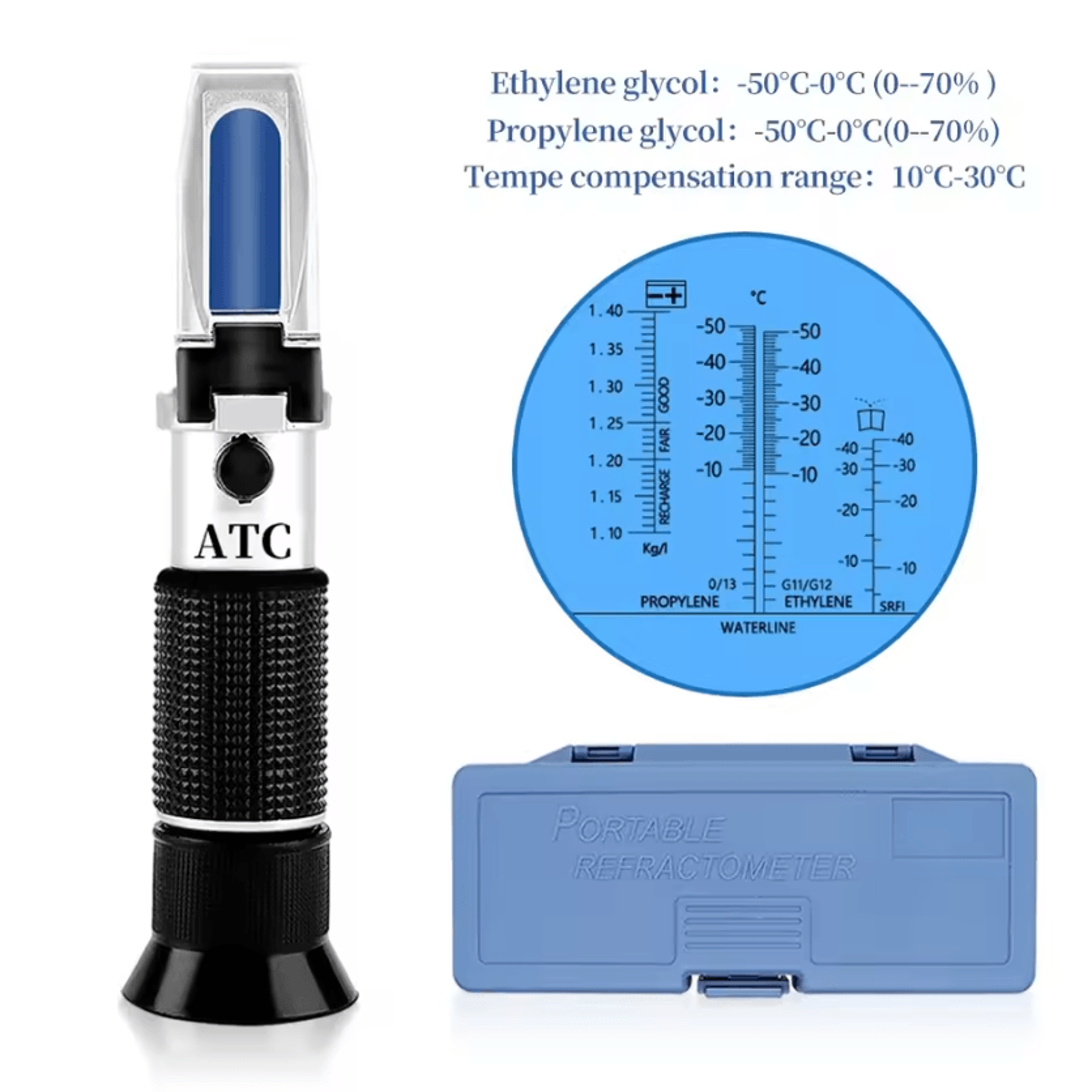 handheld automotive antifreeze refractometer with atc