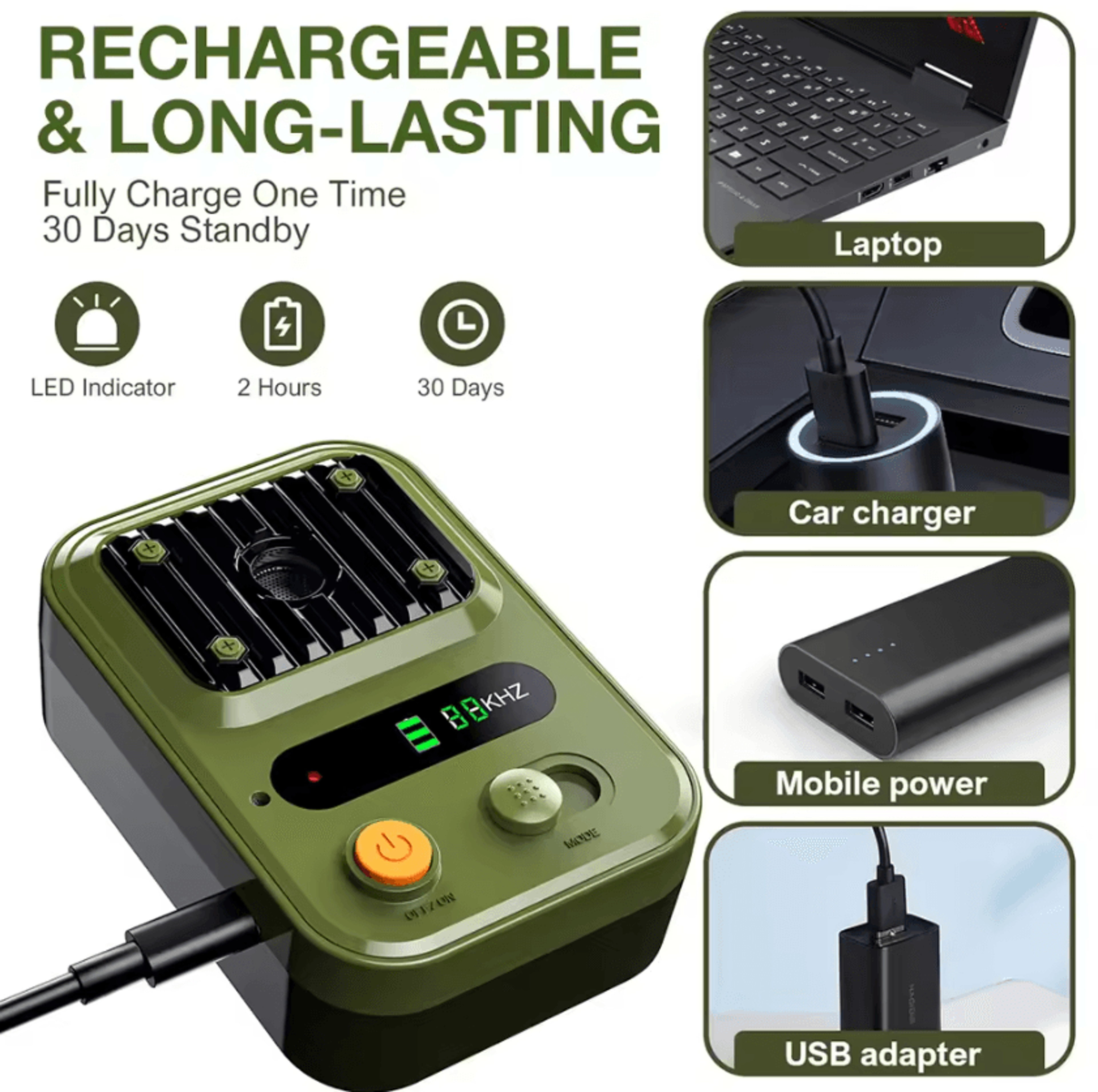 rechargeable ultrasonic anti barking device with voice activation