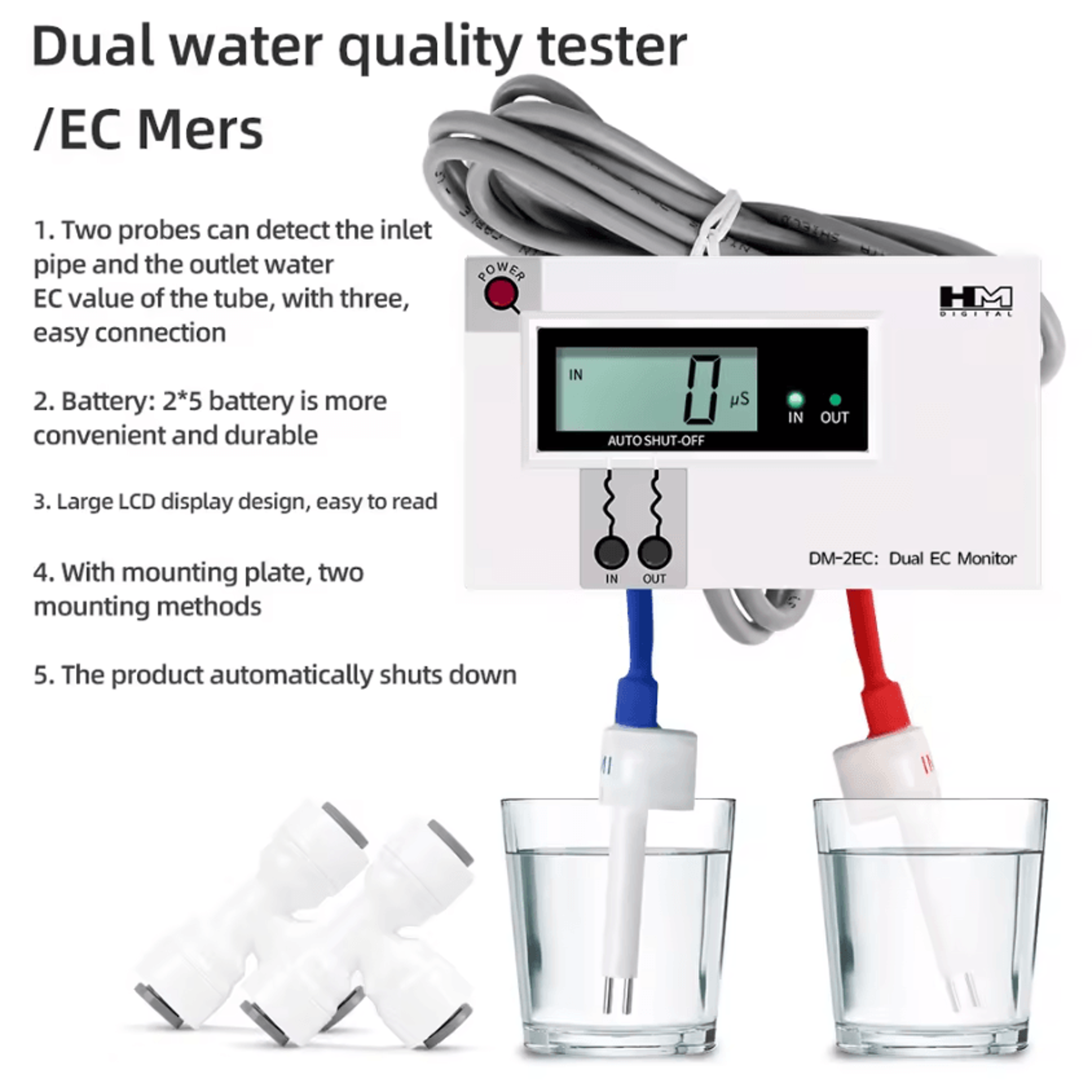 dm1 dm2 dual probe online tds ec water quality meter