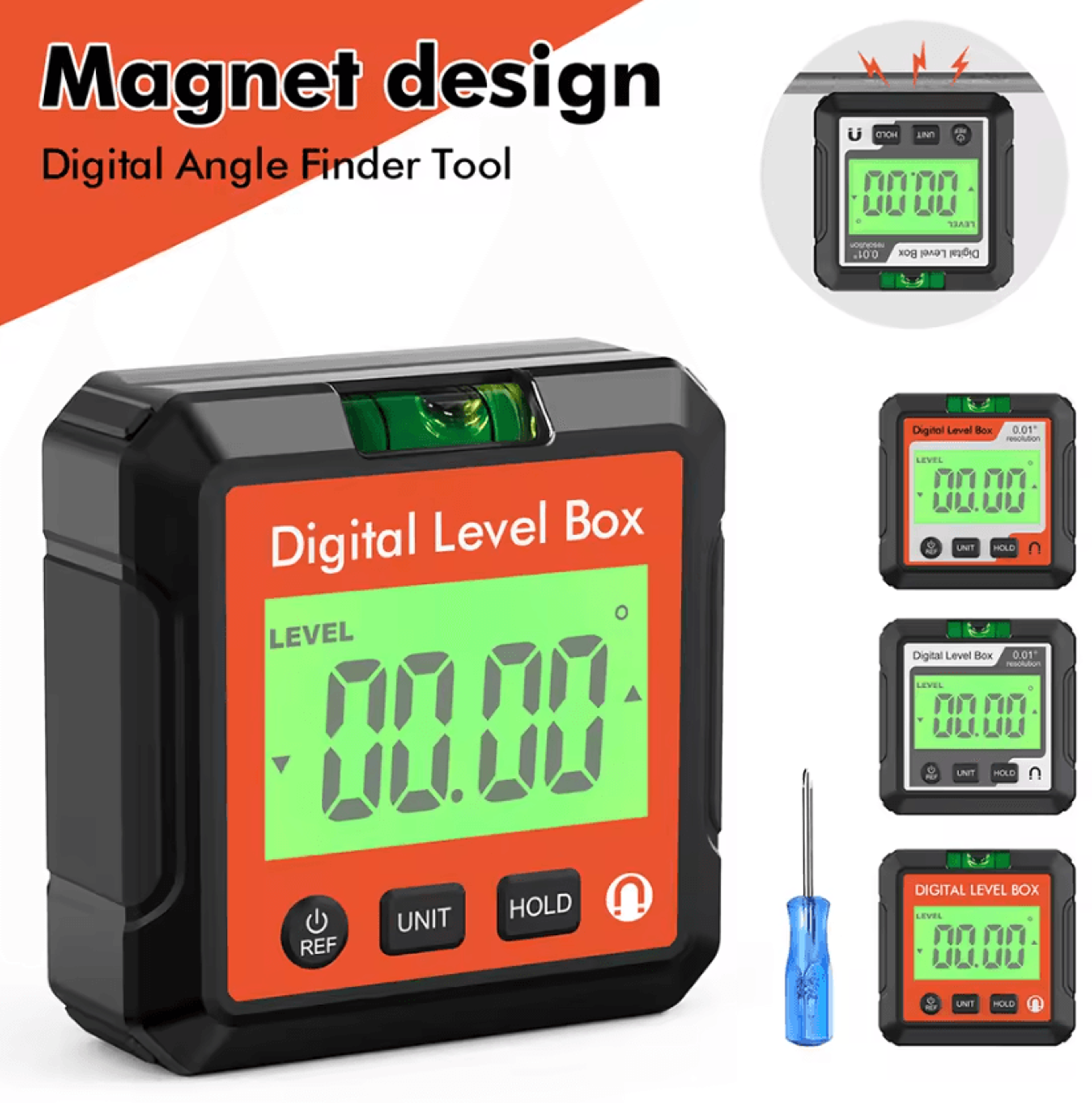 digital magnetic angle gauge protractor with backlit display