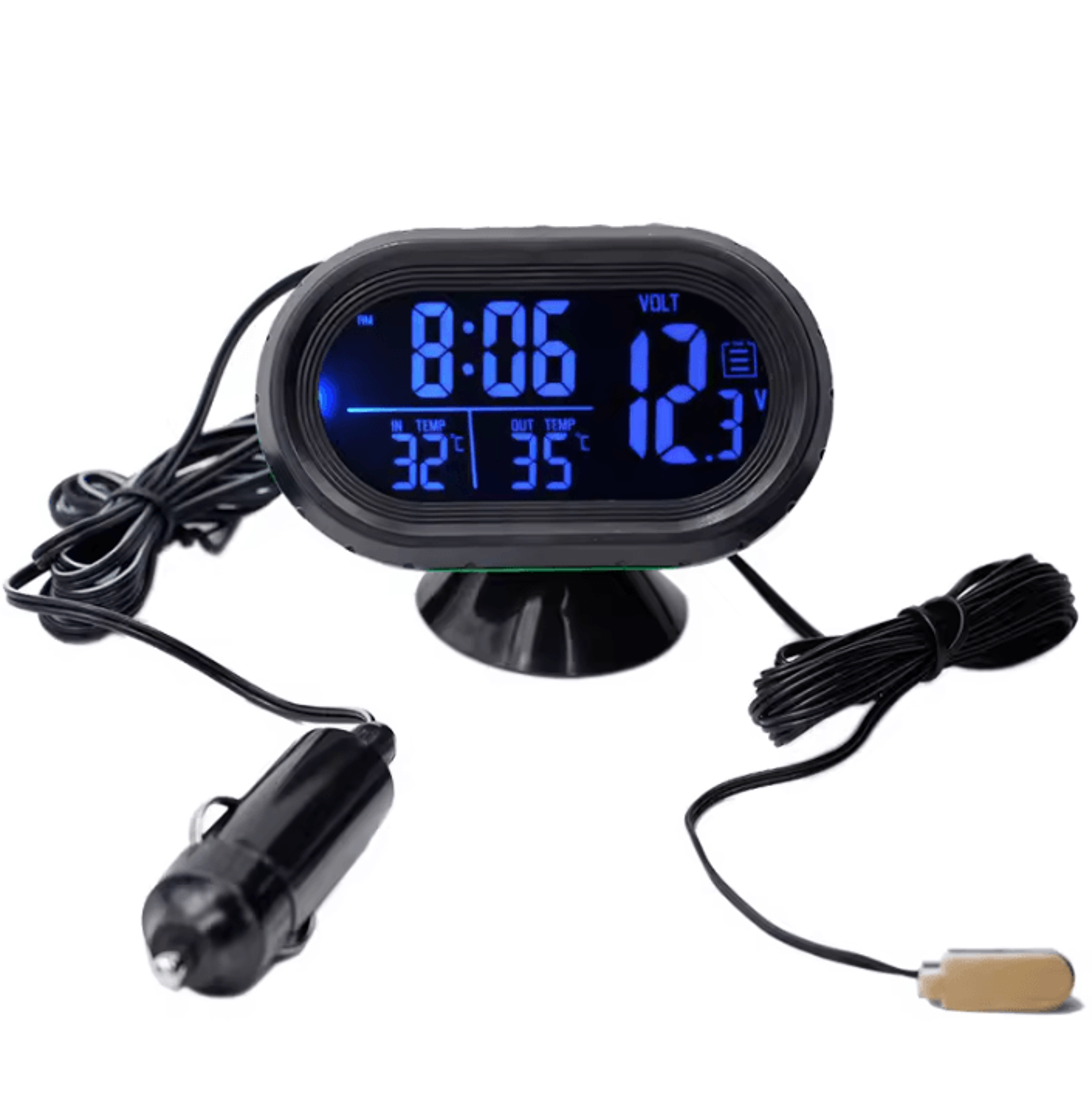 digital car thermometer voltmeter clock with freeze alert
