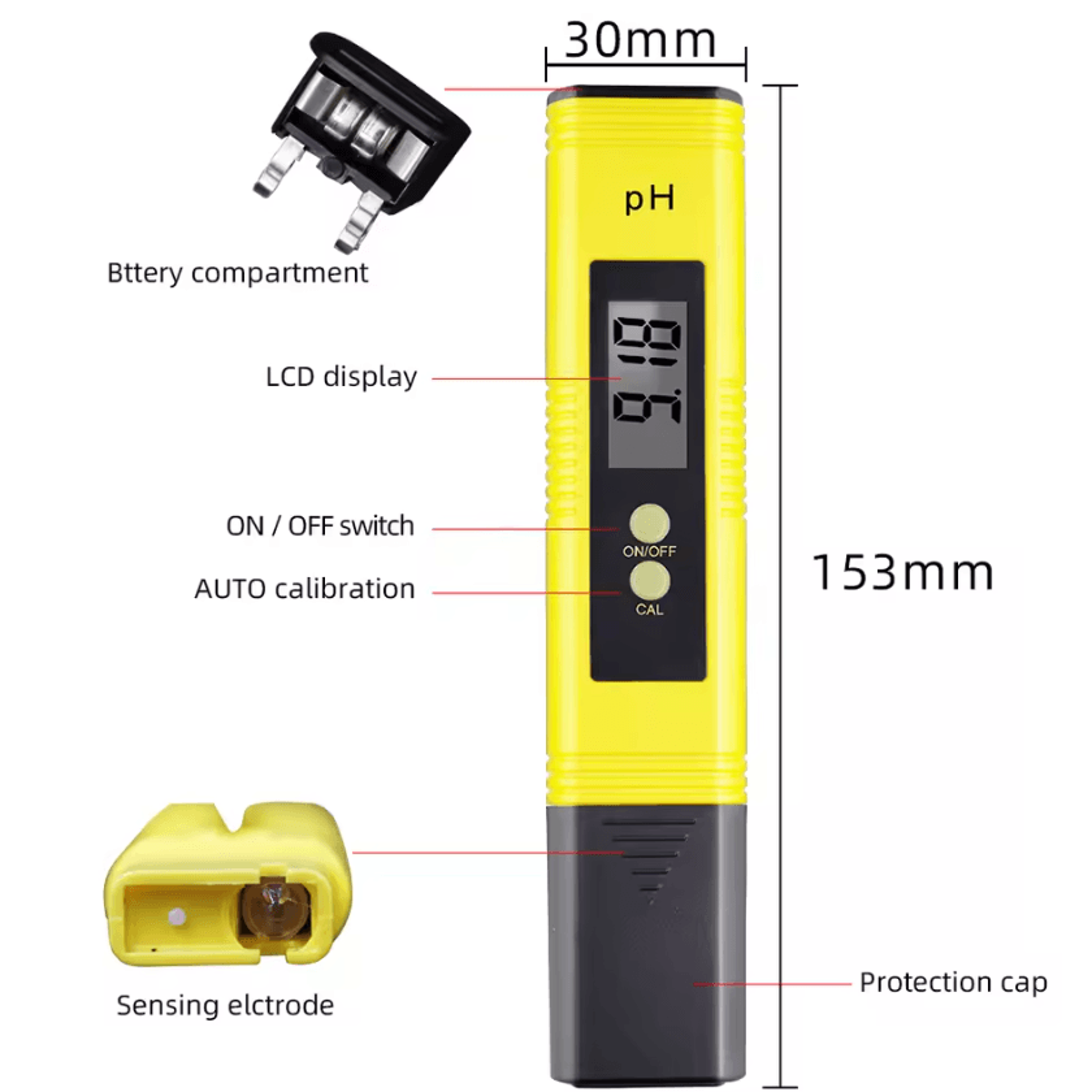 digital ph and tds water quality tester for aquarium and pool