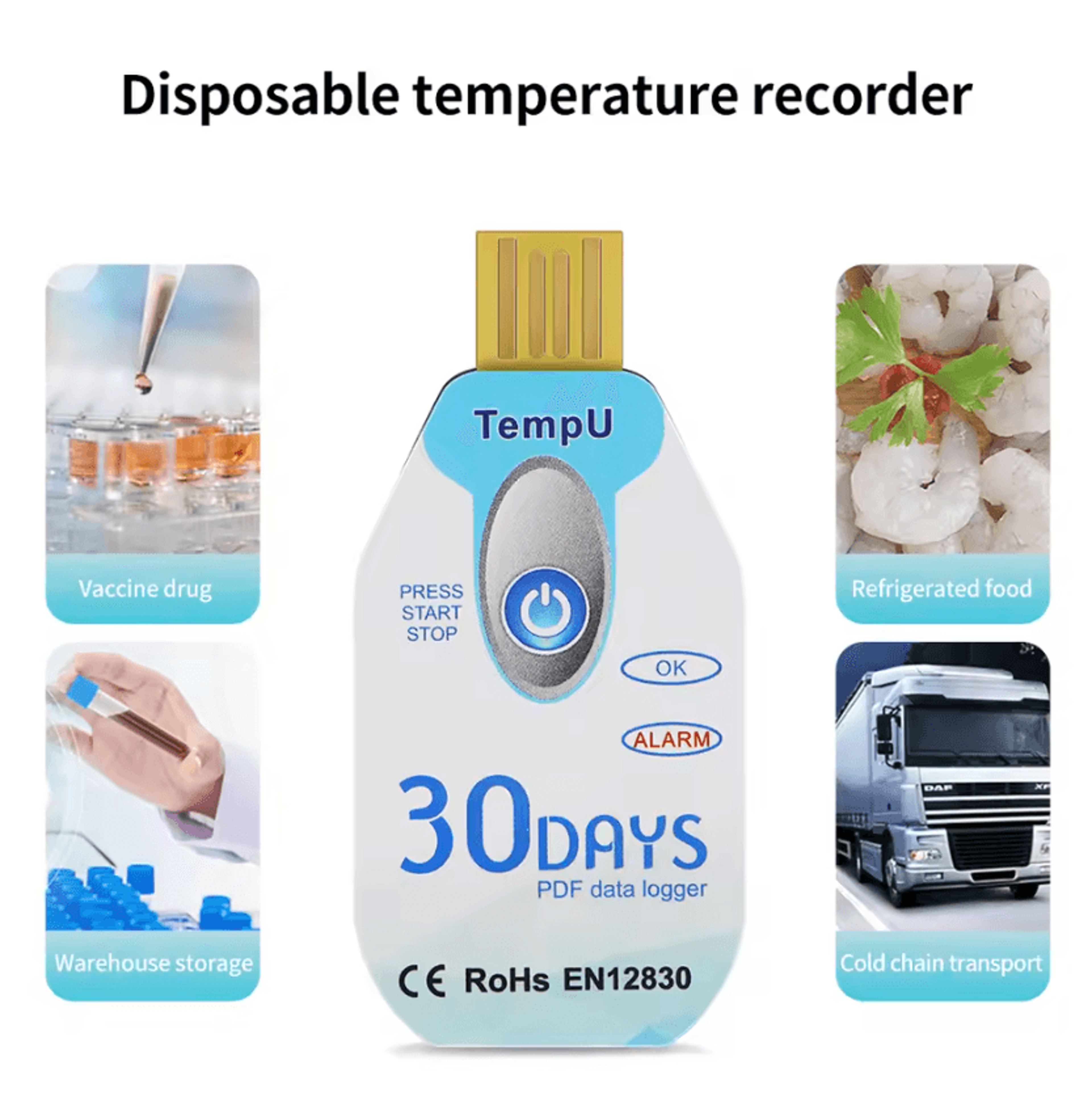 single use usb temperature and humidity data logger with pdf report