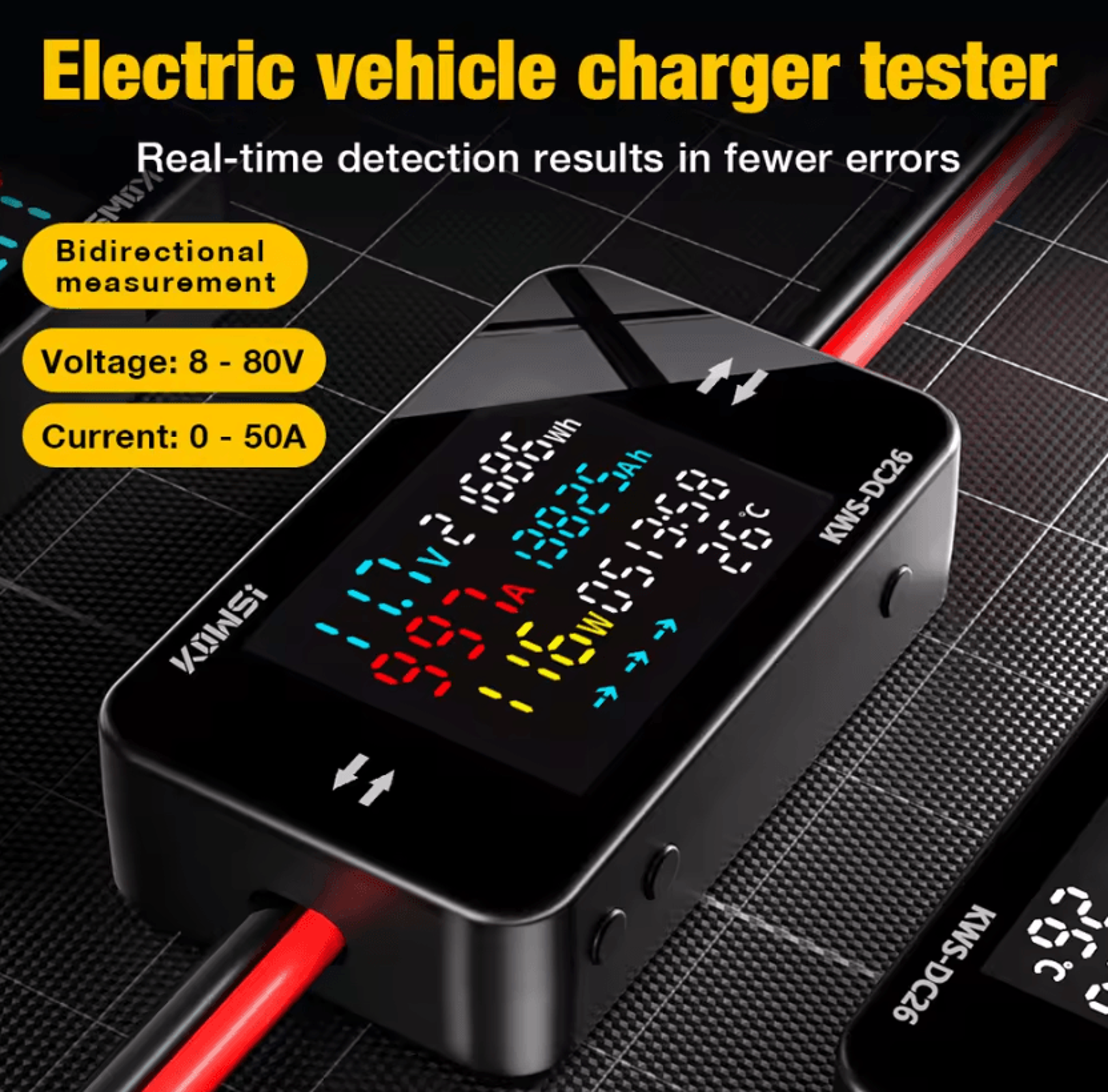 kws-dc26 digital battery charging tester and dc power meter