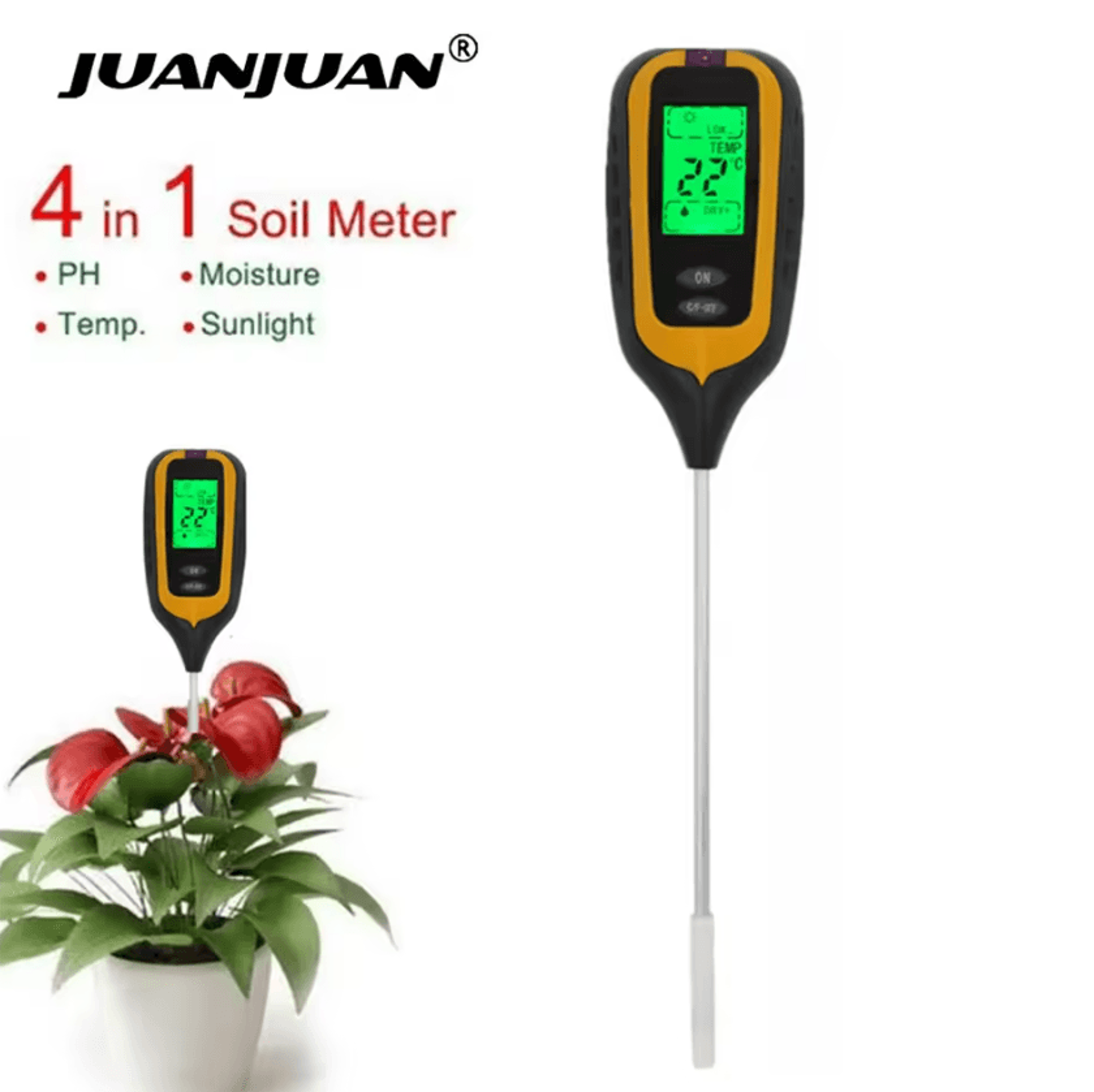 4 in 1 digital soil moisture ph temperature and sunlight meter