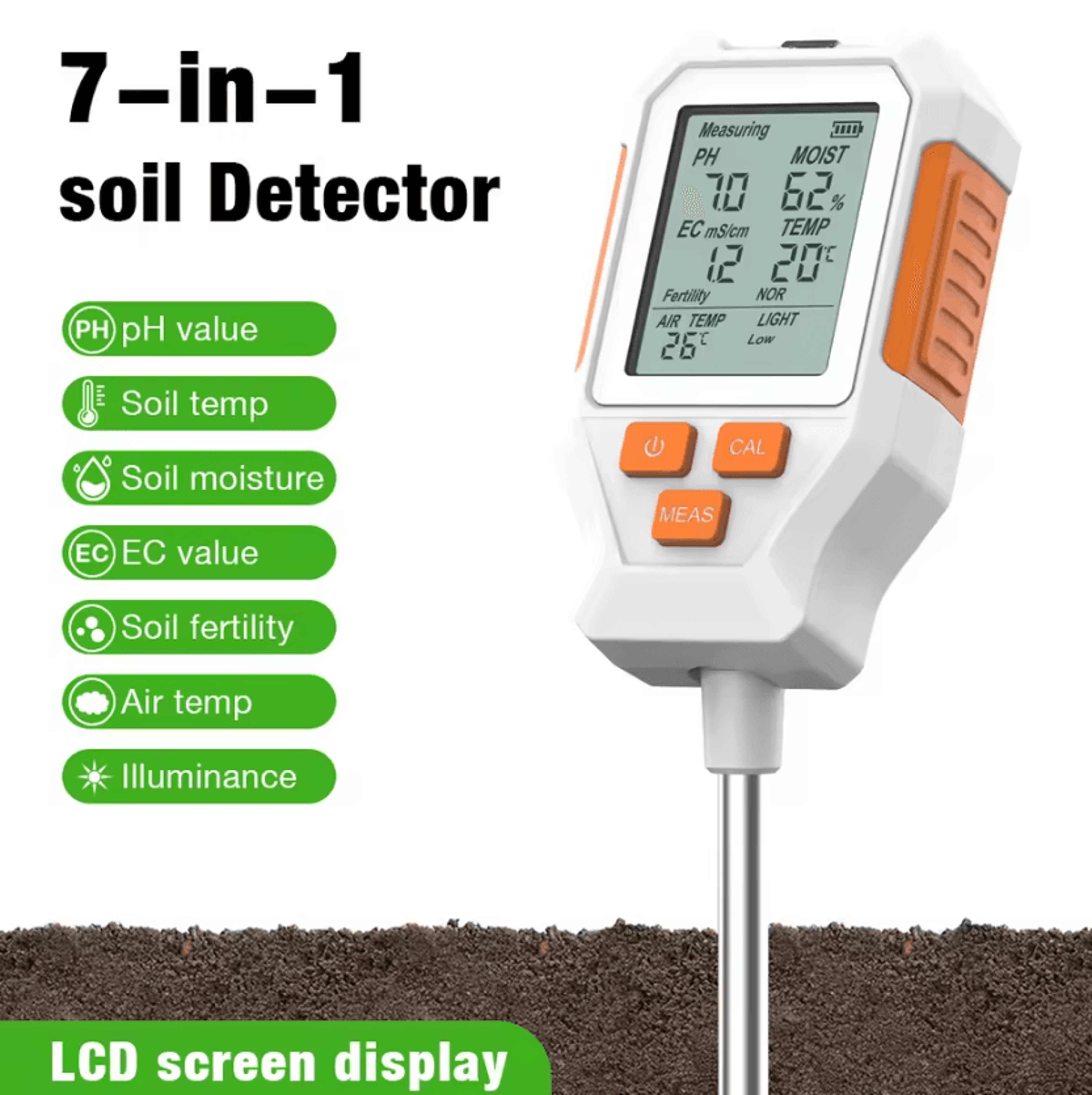 7 in 1 digital soil tester for ph ec moisture fertility and sunlight