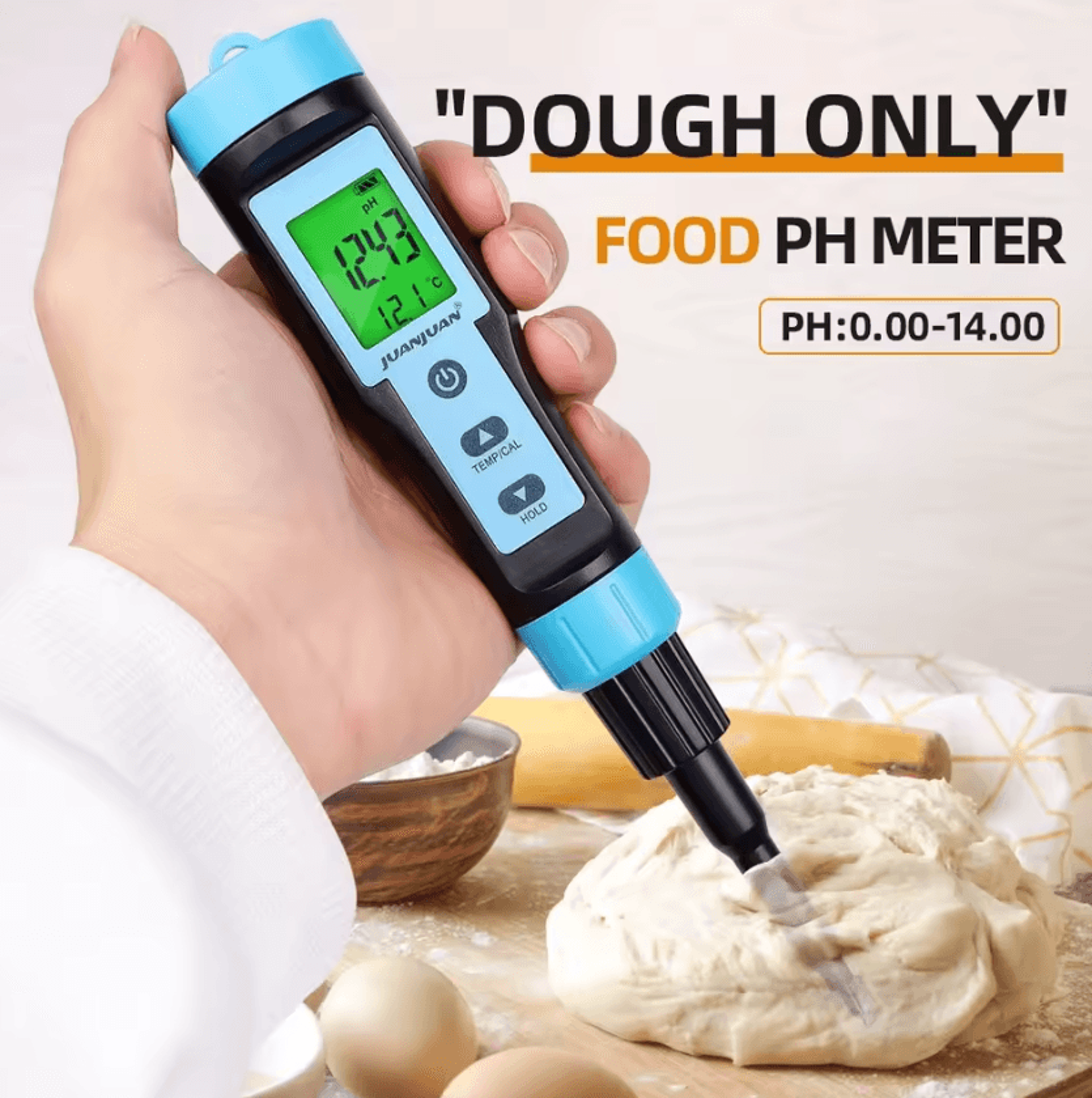 digital food ph and temperature meter with stainless steel probe